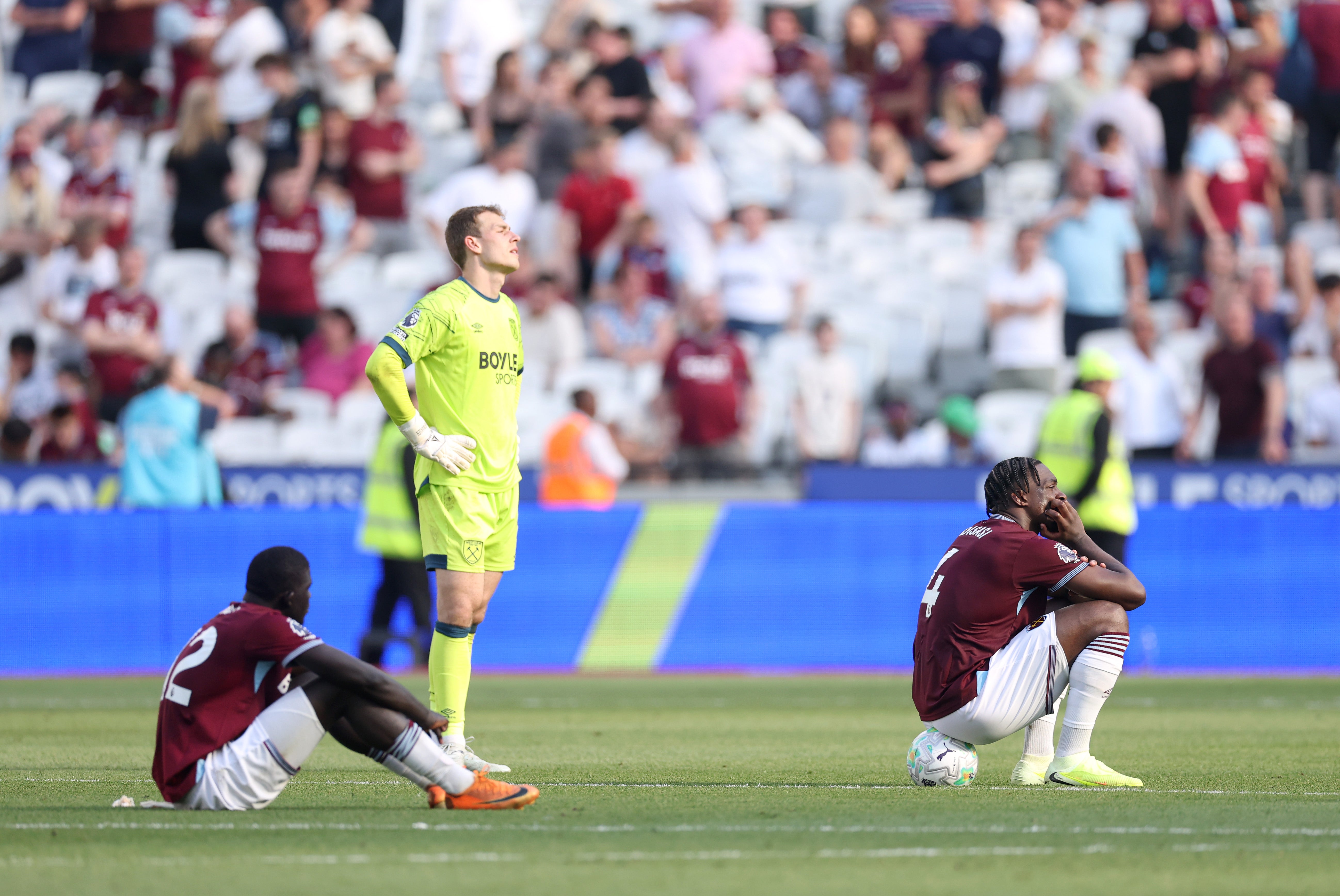 West Ham players react to relegation