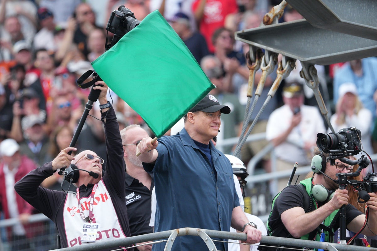 Actor Brendan Fraser waives green flag at somber Indianapolis 500 race