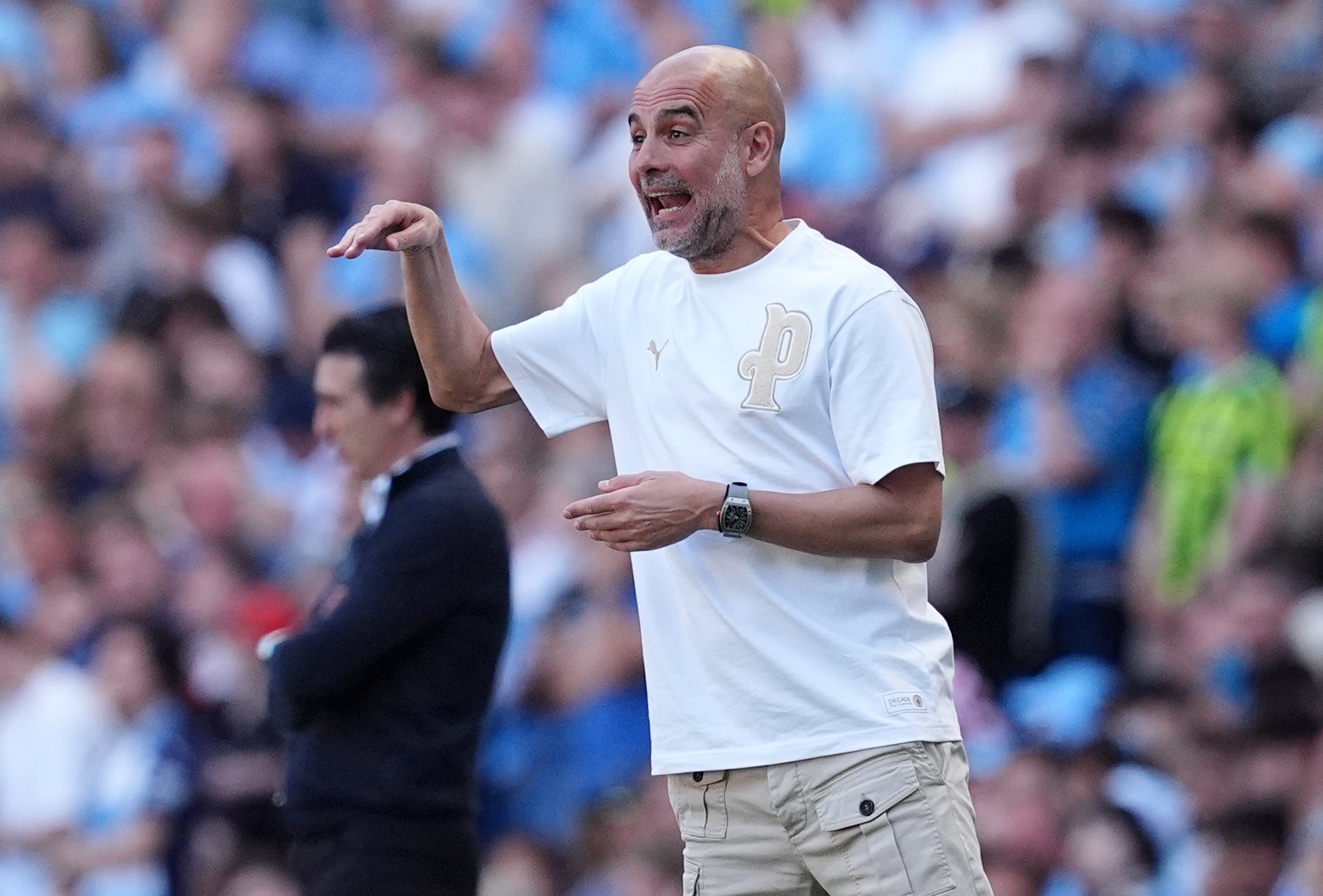 Pep Guardiola was as animated as ever (Martin Rickett/PA) (PA Wire)