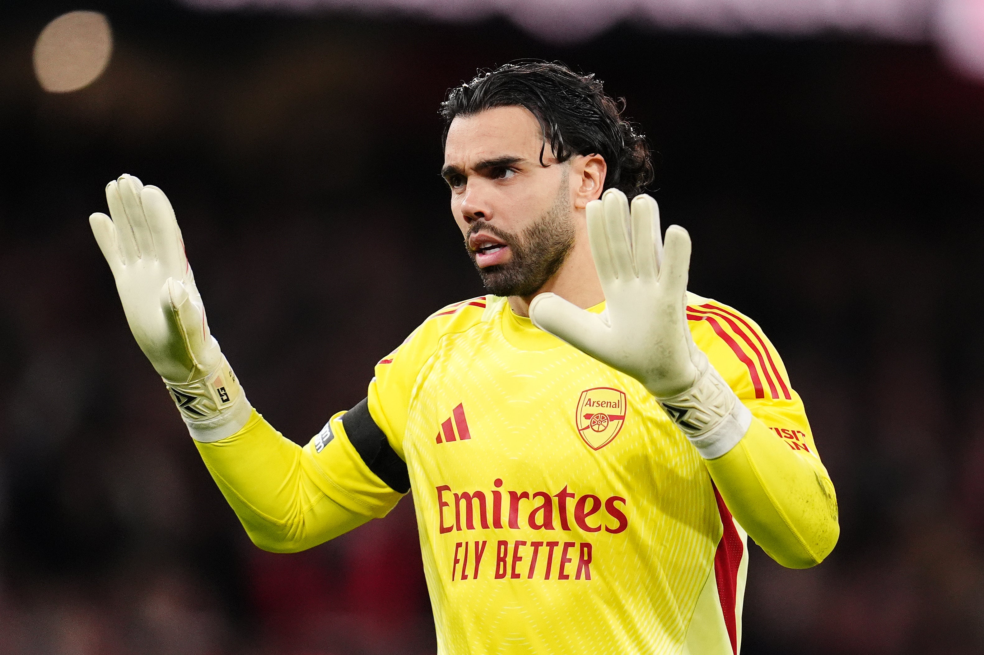 Arsenal’s David Raya won the Premier League’s Golden Glove for most clean sheets for the third successive season (John Walton/PA)