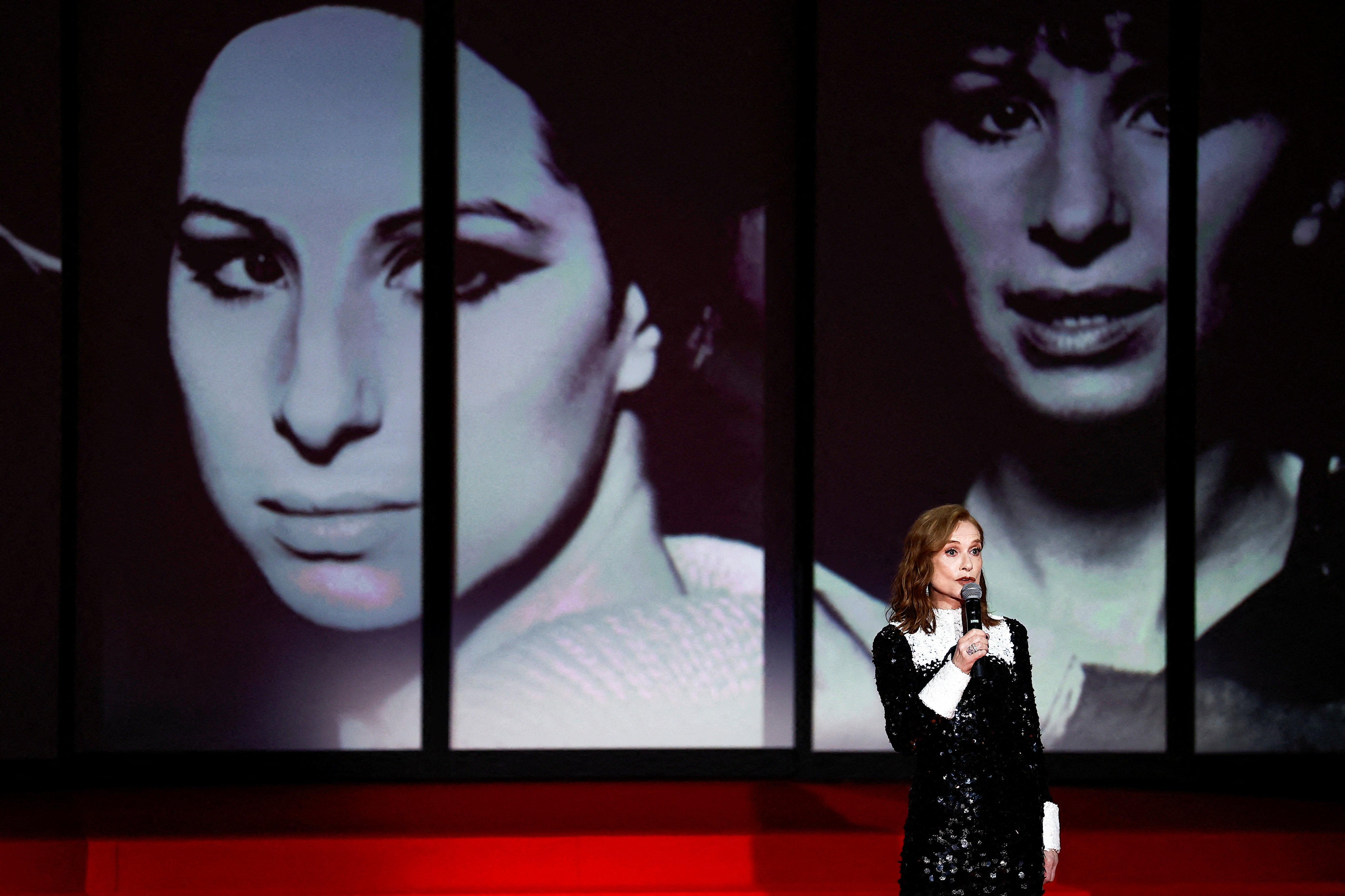 Isabelle Huppert delivered a speech to honor Barbra Streisand during the closing ceremony at Cannes Film Festival