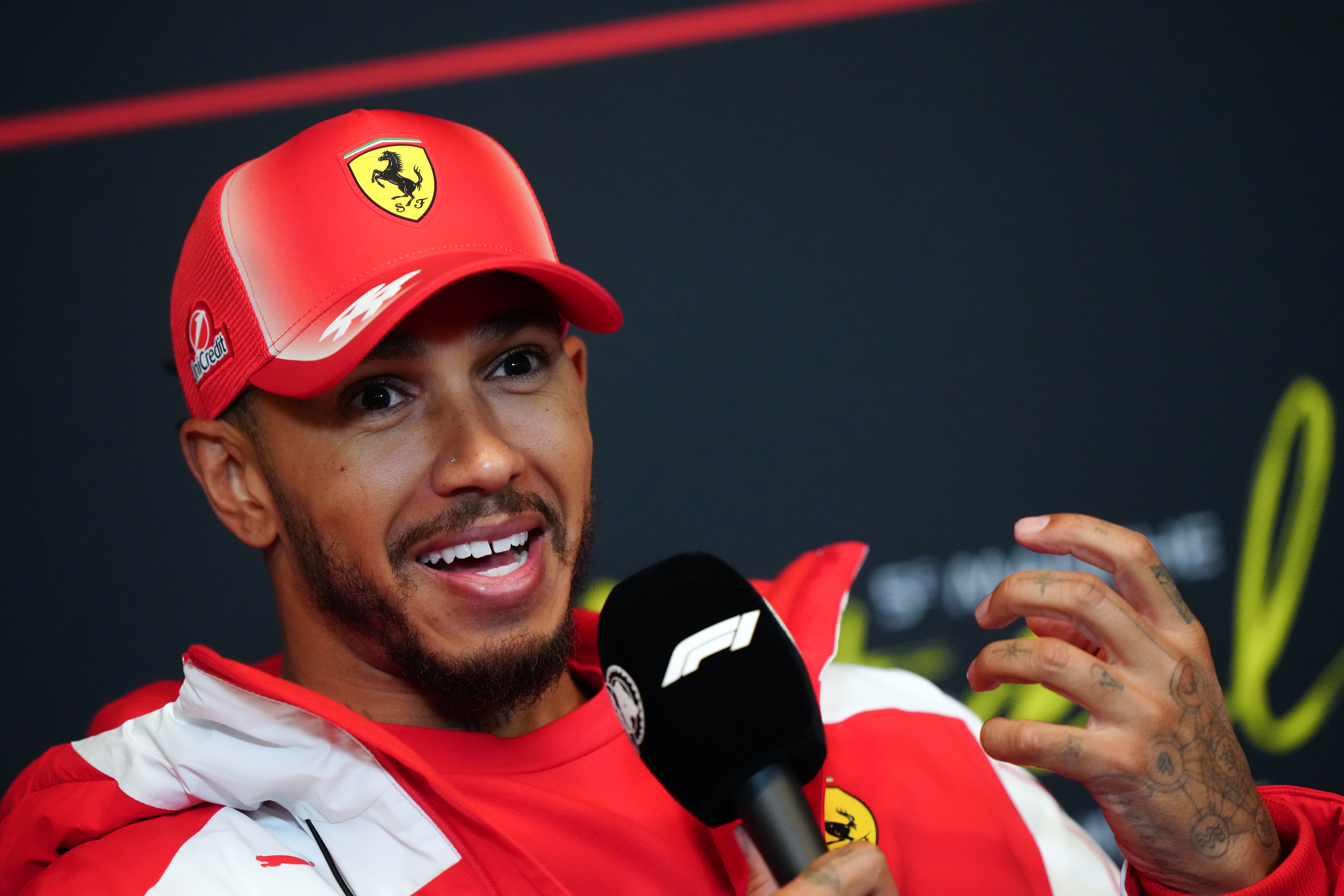 Hamilton toasted his best result for Ferrari (Bradley Collyer/PA)