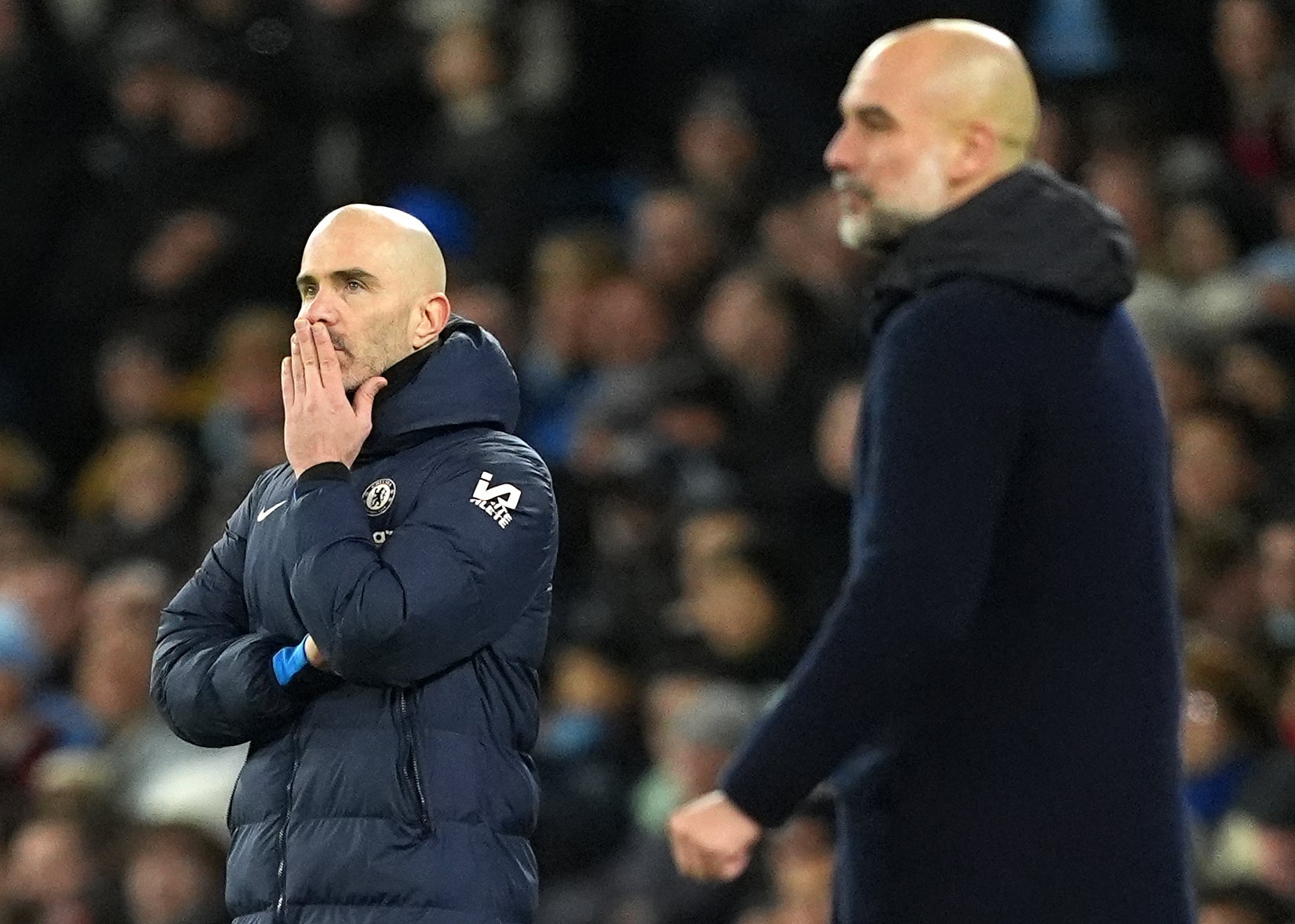 Enzo Maresca (left) has been tipped to succeed Guardiola (right) (Martin Rickett/PA)