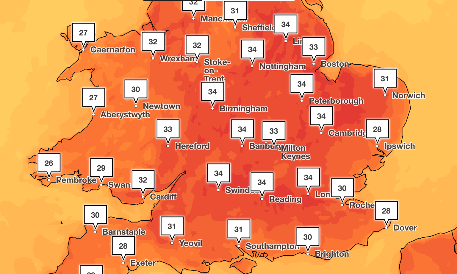 Temperatures are due to hit 35C by the afternoon on Monday
