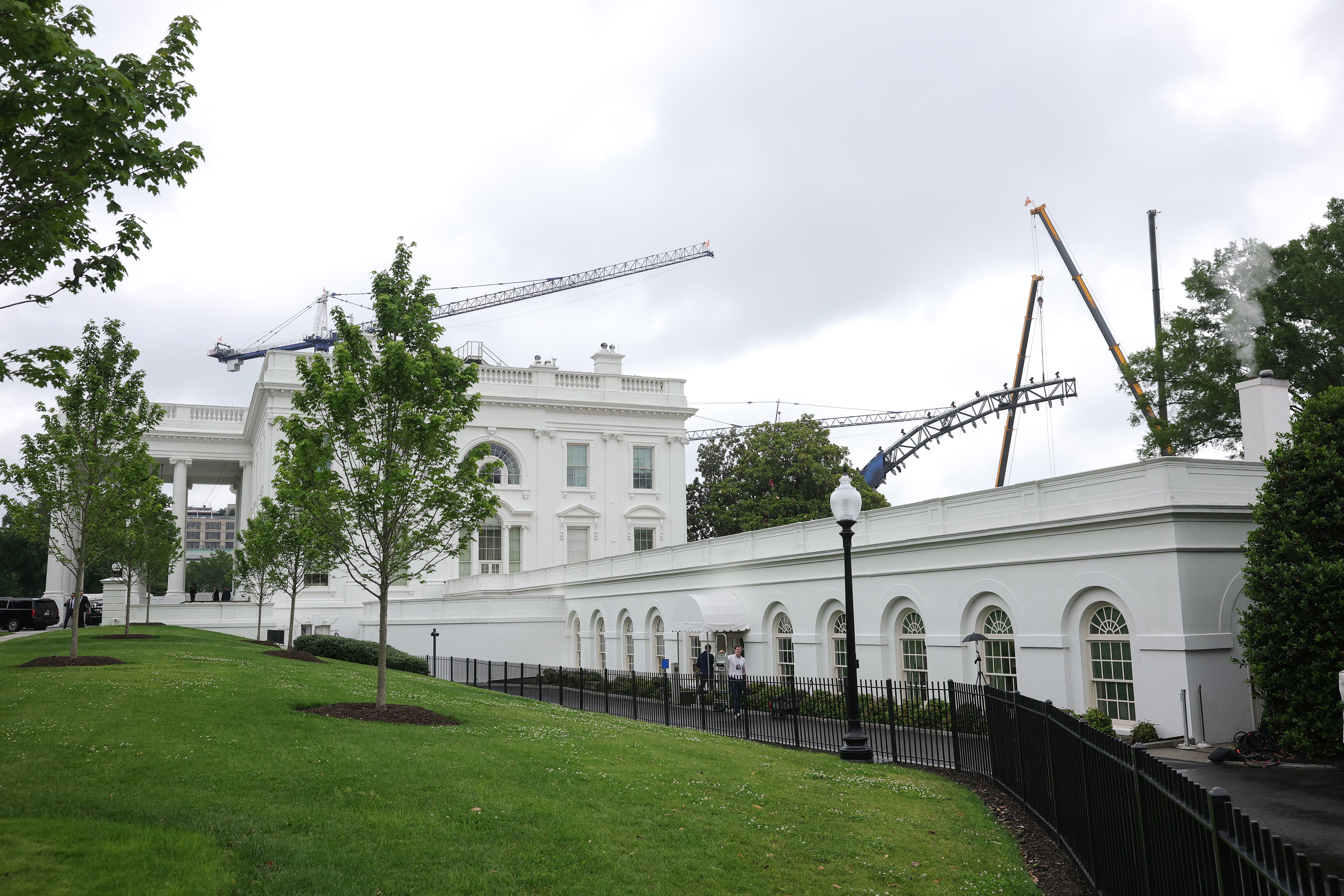Construction work has started at the White House for the UFC ring to celebrate President Donald Trump’s birthday
