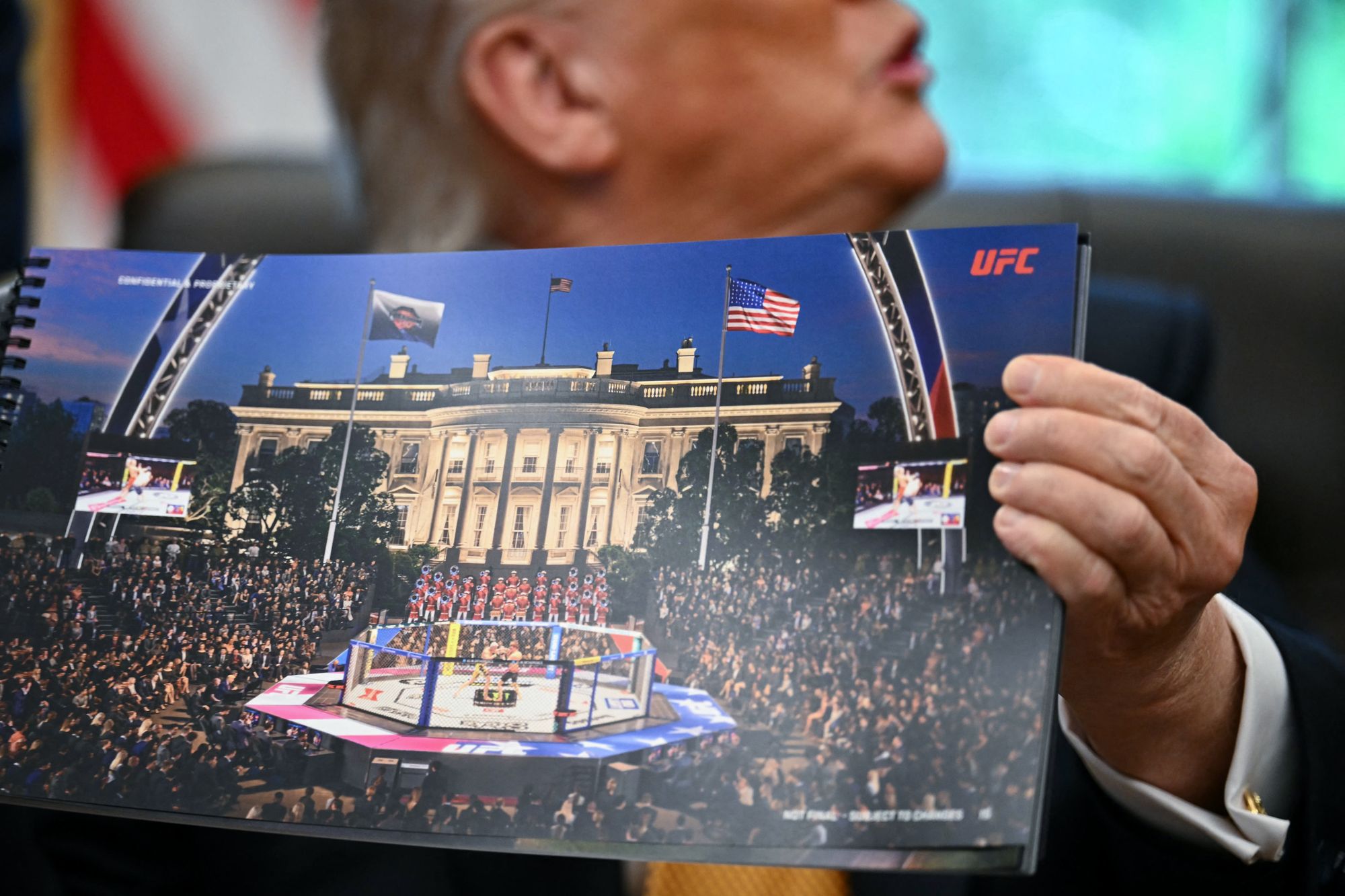 Trump showed off a nighttime rendering of what the UFC fight will look like earlier this month