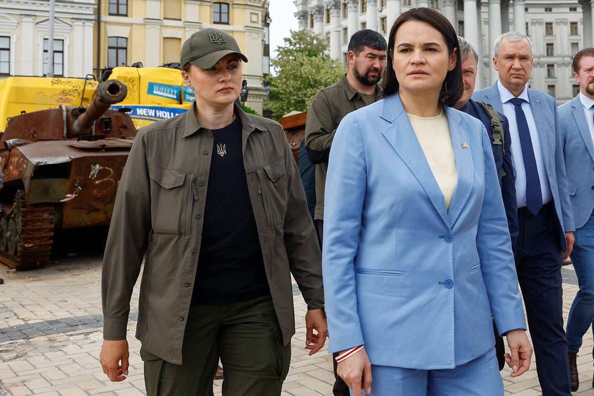Belarus warned not to get &lsquo;dragged into Russia&rsquo;s war&rsquo; as opposition leader visits Ukraine