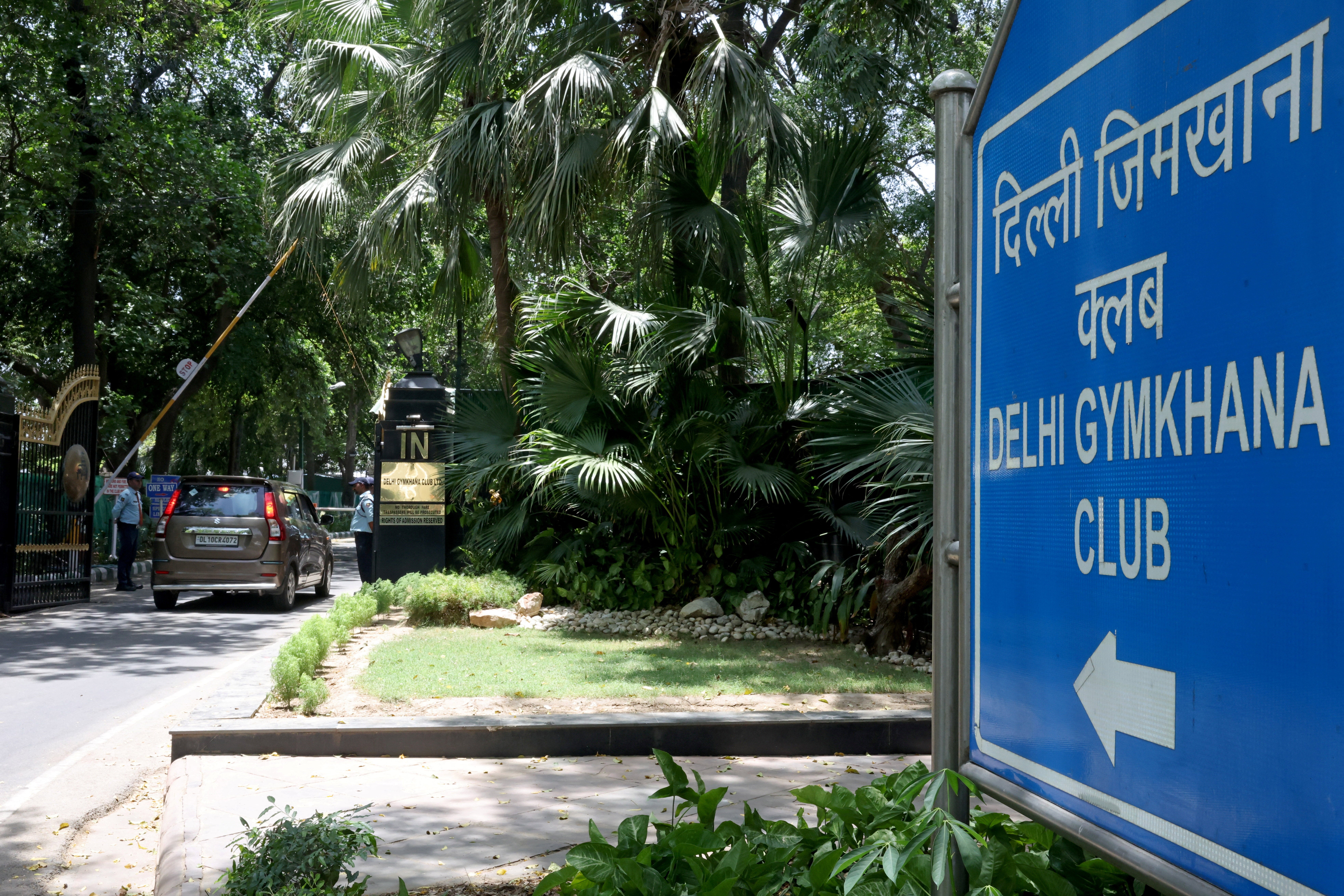 A car enters the Delhi Gymkhana Club, one of the oldest clubs in India, in New Delhi, India, 26 May 2026