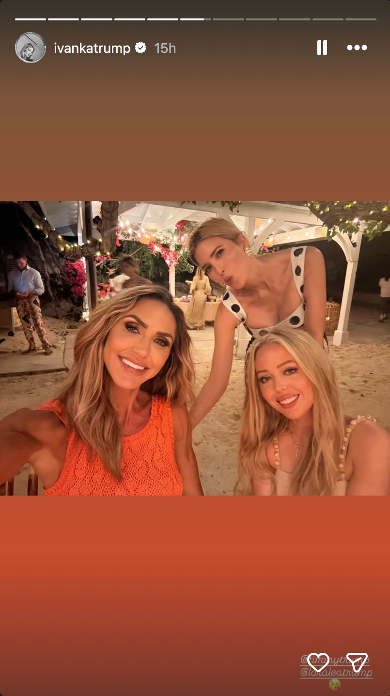 The president’s eldest daughter pictured alongside Tiffany Trump, her half sister, and Lara Trump, her sister-in-law (@ivankatrump, Instagram)