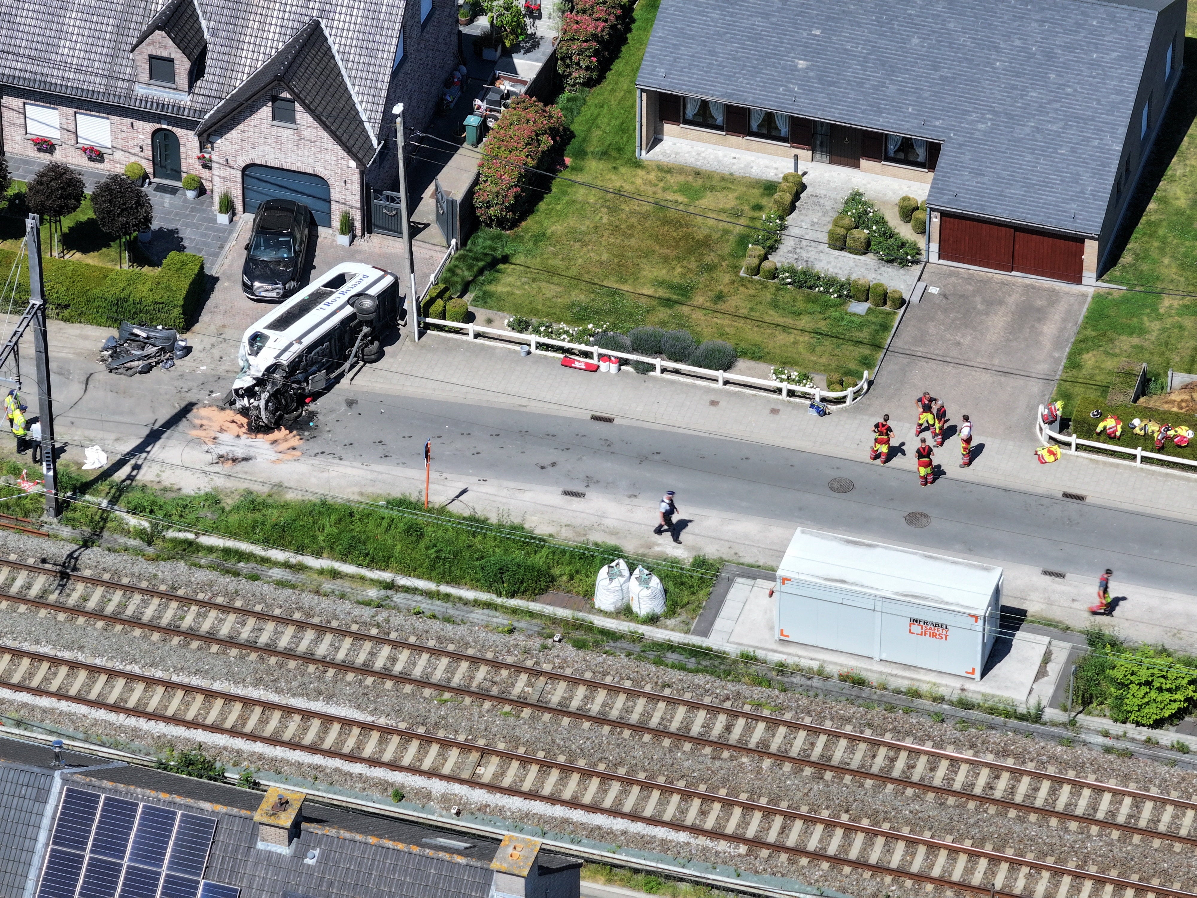 A drone view of the railway track where the crash took place