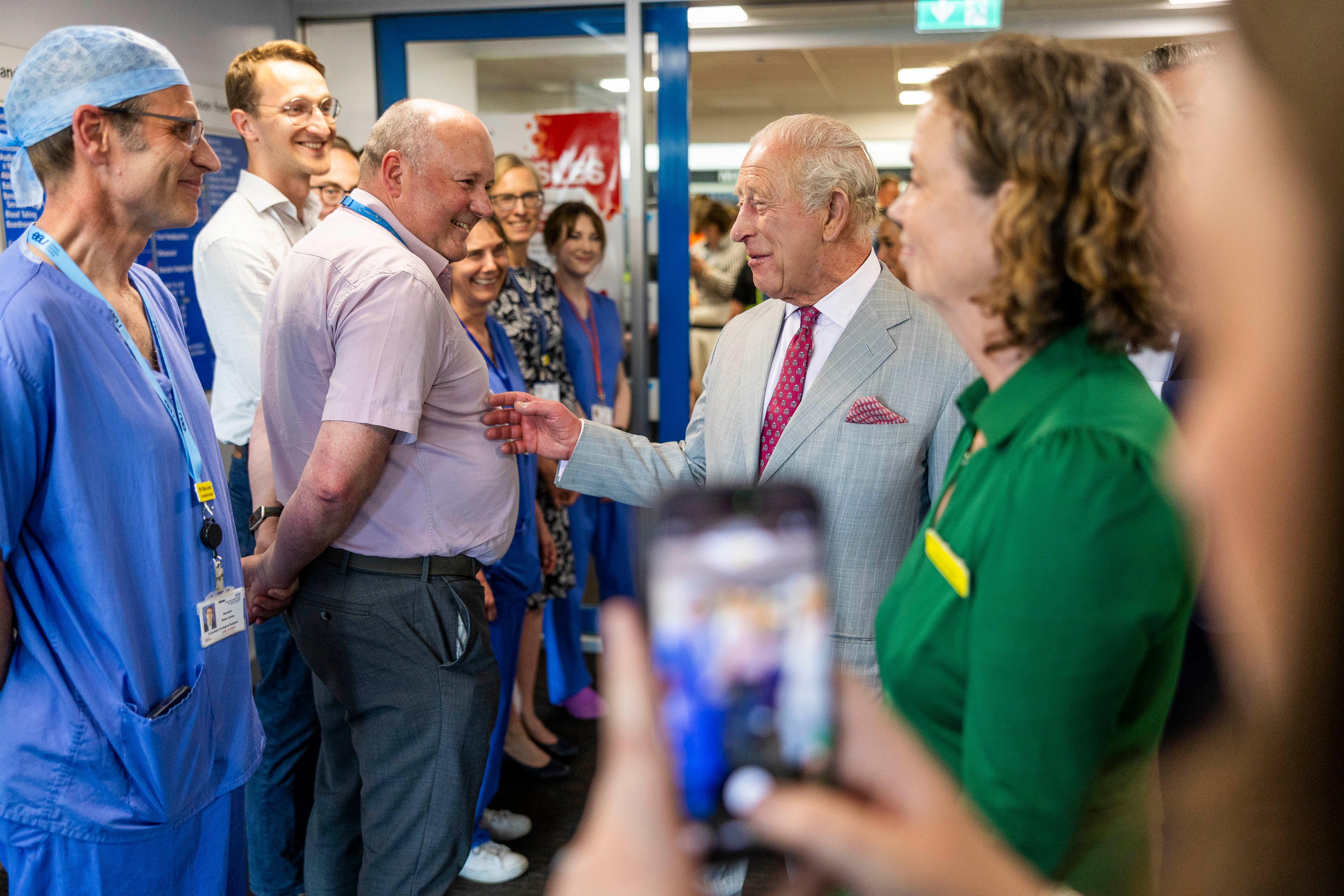The King, royal patron of Macmillan Cancer Support, met people for whom the centre had been a lifeline during treatment