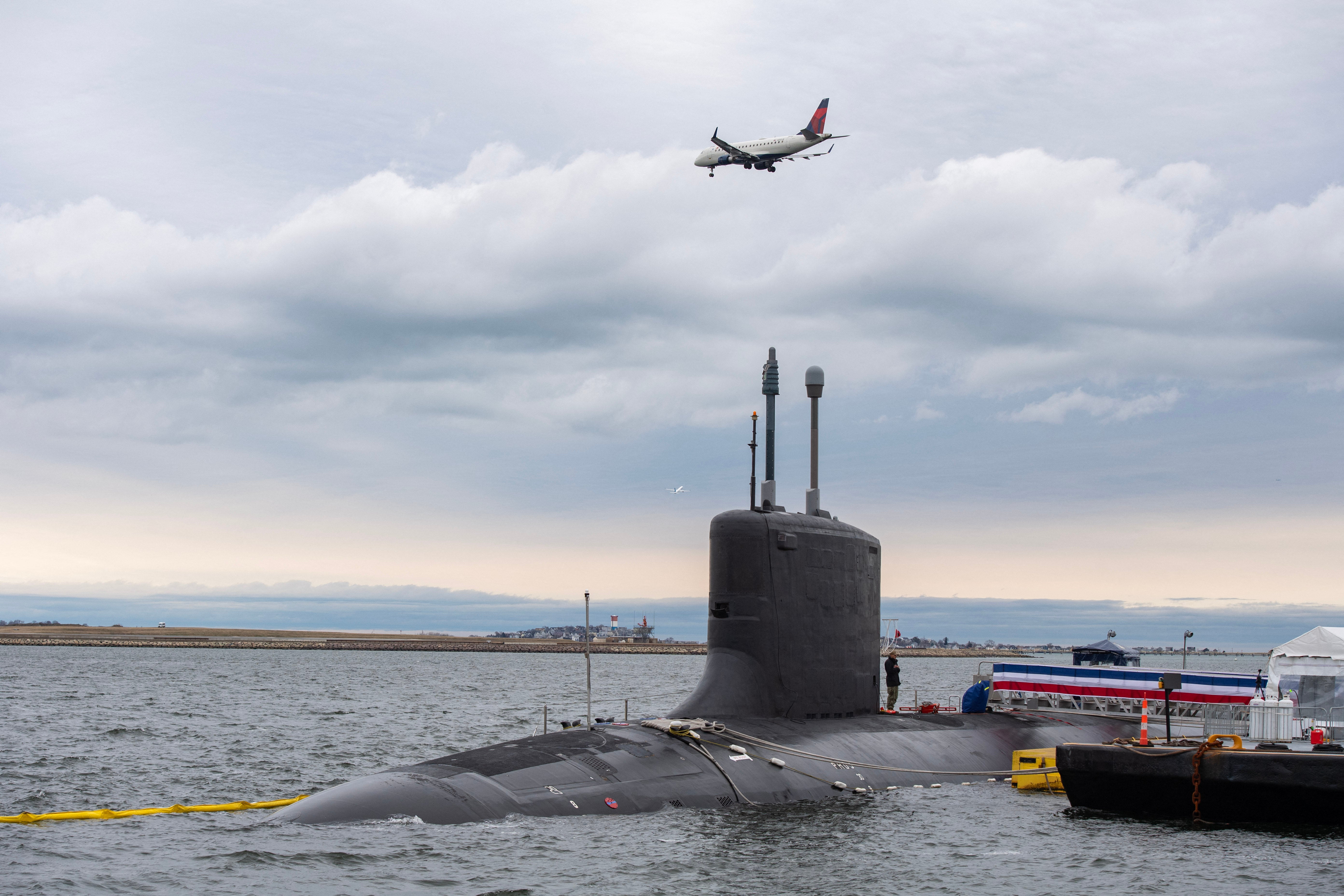 The Virginia-class fast attack submarine USS Massachusetts in Boston, 27 March (AFP/Getty)