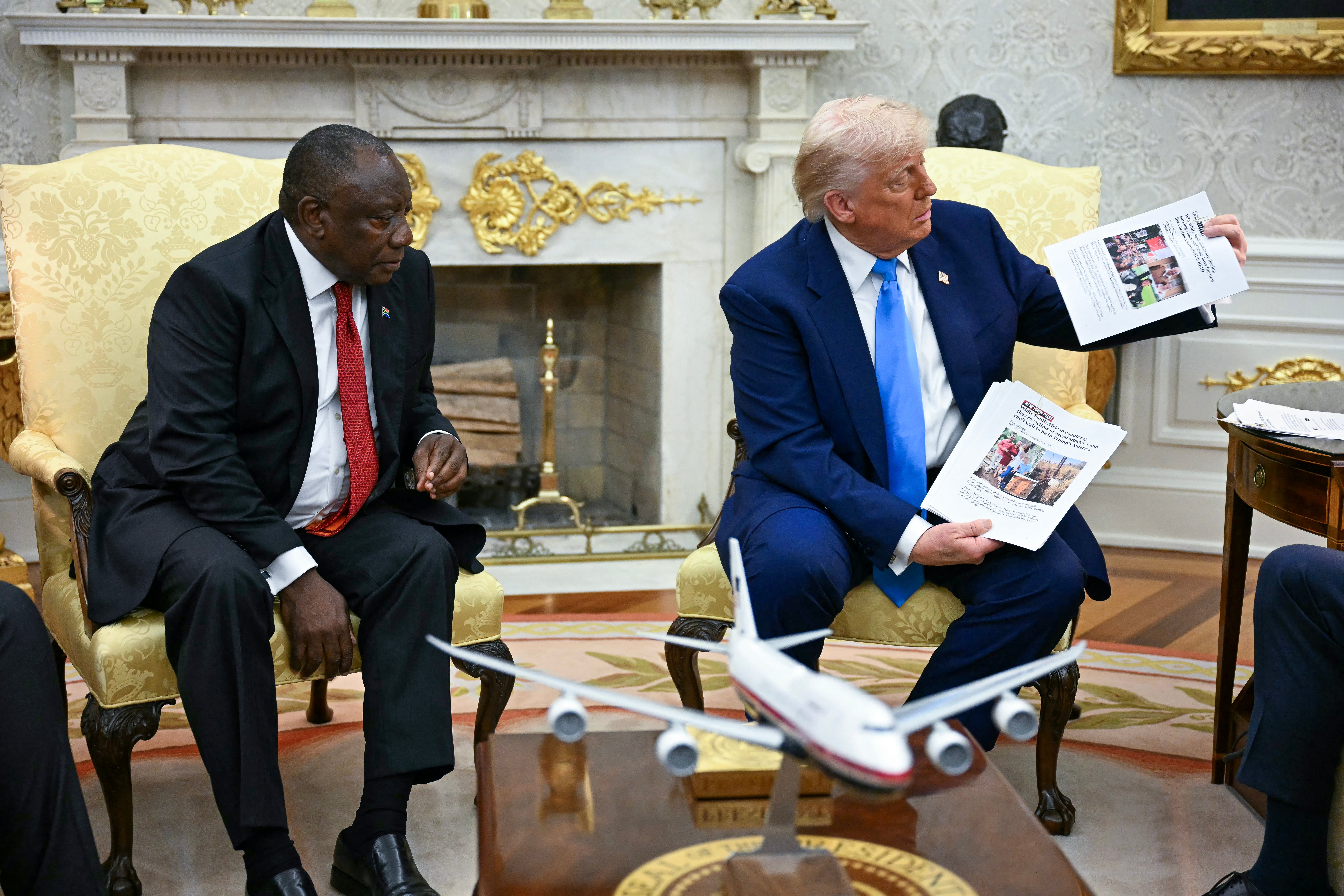 Donald Trump and his allies have claimed that South Africa’s government enabled ‘white genocide’ against discrimination against white farmers, which prominent white South Africans have vehemently denied (AFP/Getty)