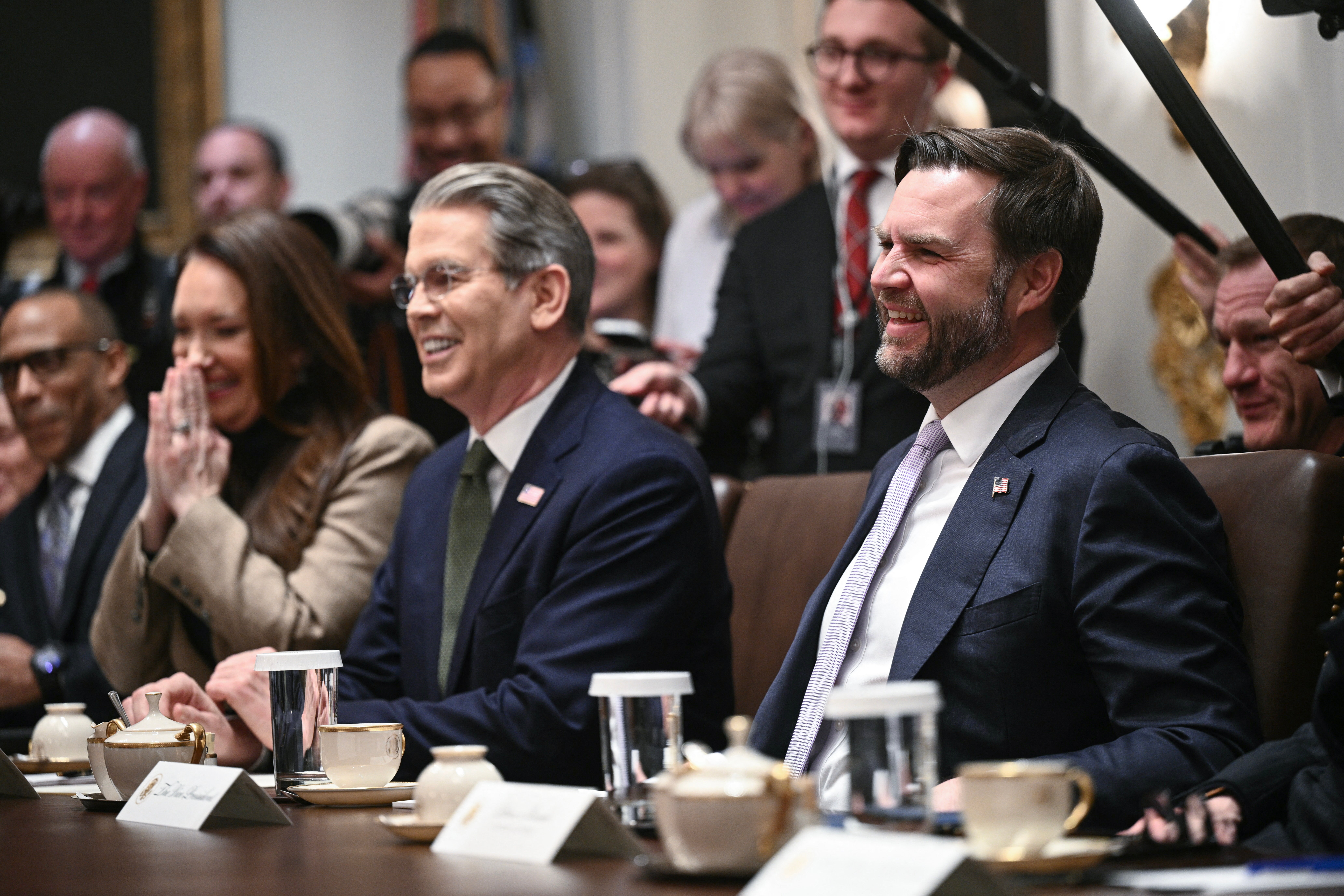Cabinet members use the public meetings to give updates on what they are doing and compare it to Democrats, a White House official said