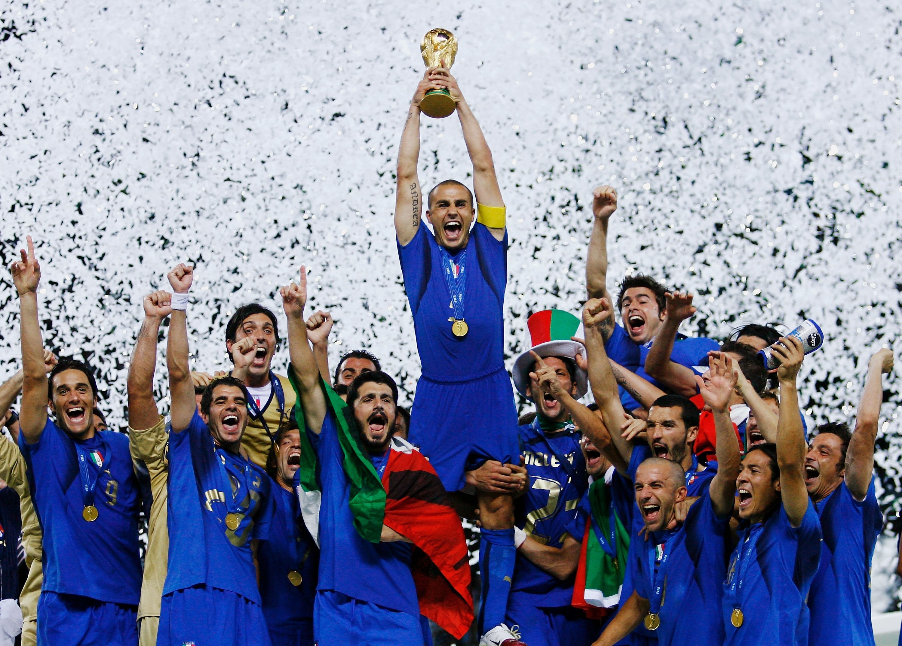 Fabio Cannavaro lifts the World Cup for Italy in 2006