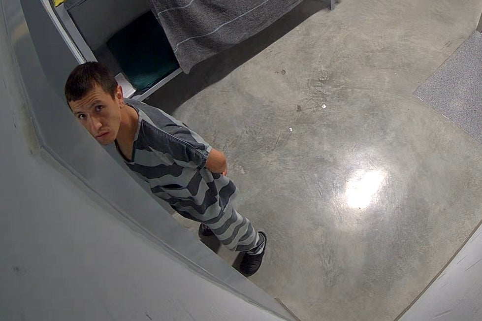In this image from video provided by the Missouri State Highway Patrol, Immigration and Customs Enforcement detainee Brayan Rayo Garzon looks towards a surveillance camera in the Phelps County jail in Rolla, Missouri