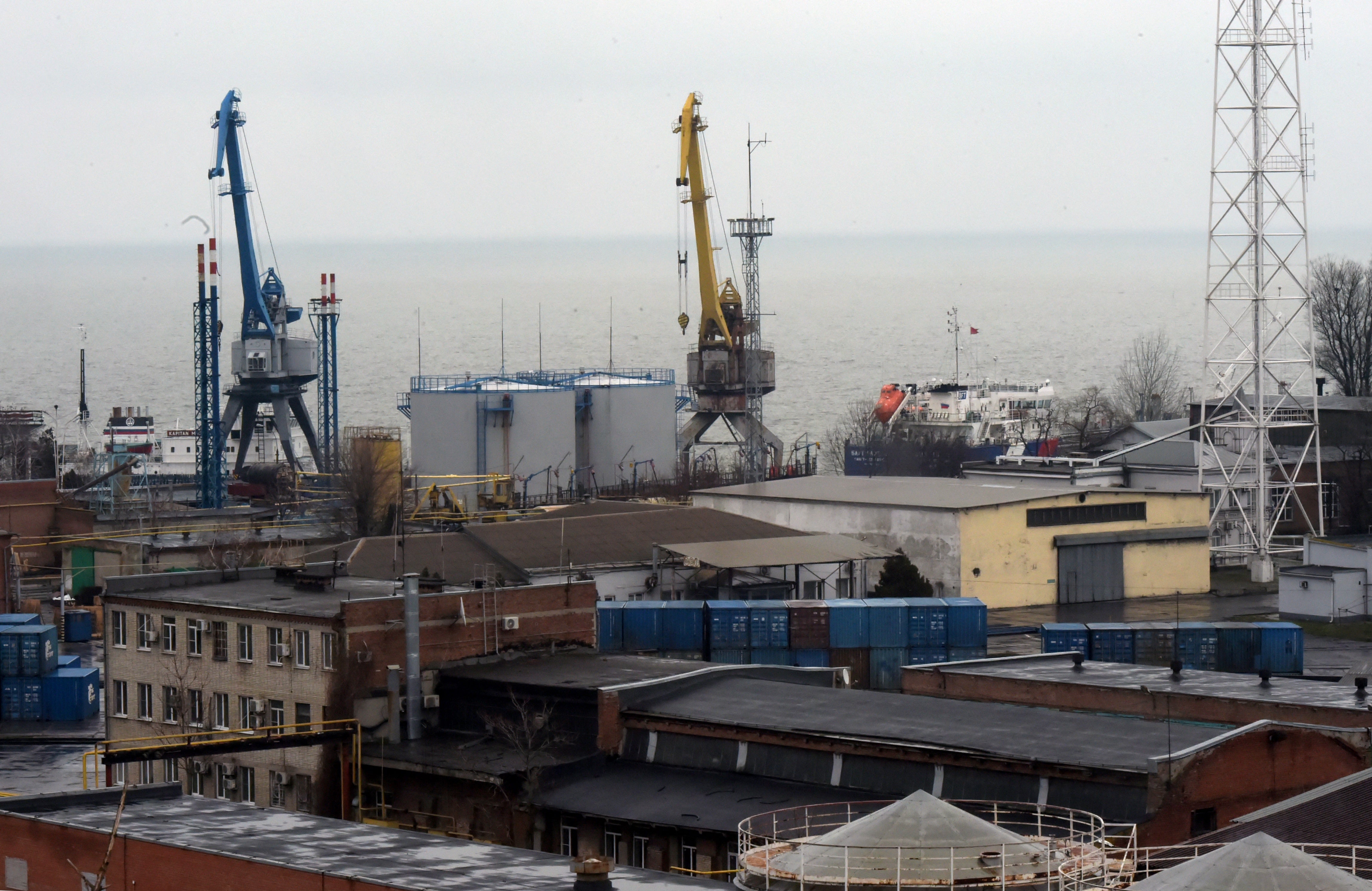 A view of the commercial port of Taganrog, city in southwestern Russia, 50 km from the Ukrainian border and the self-proclaimed Donetsk People's Republic (AFP/Getty)