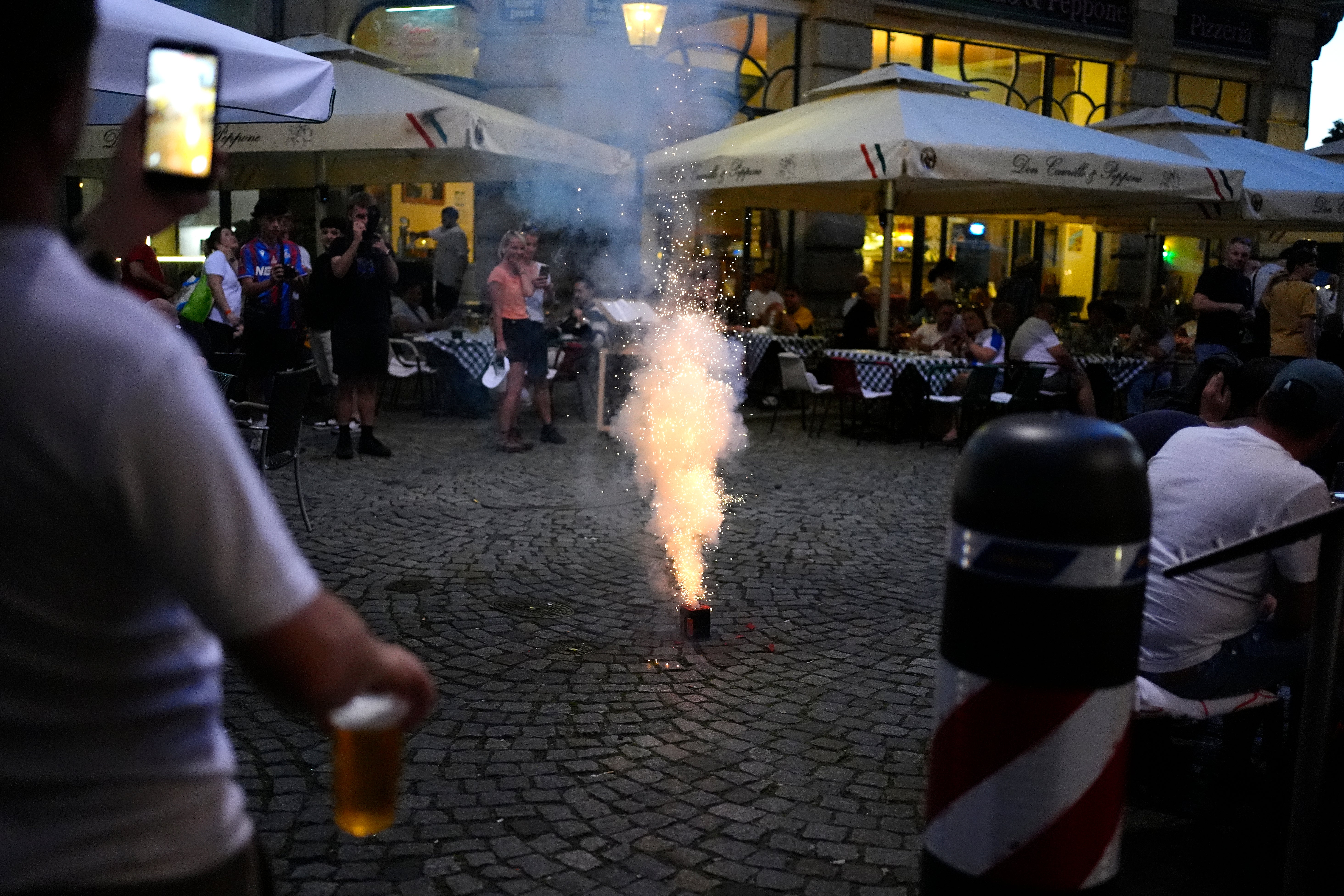 Fans lit a flare in Leipzig City Centre ahead of Wednesday's final (PA)