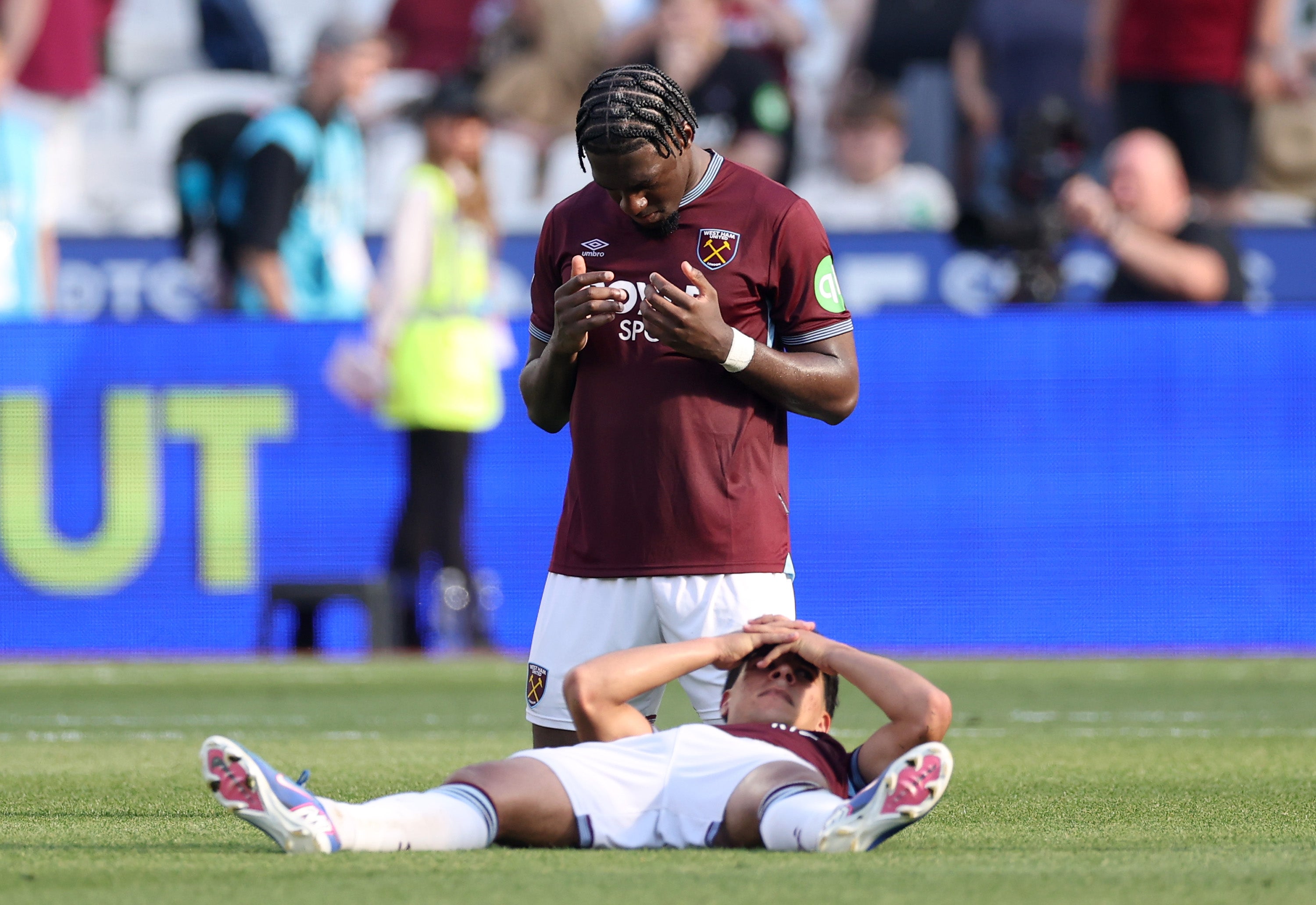 The Hammers were left dejected after dropping into the Championship