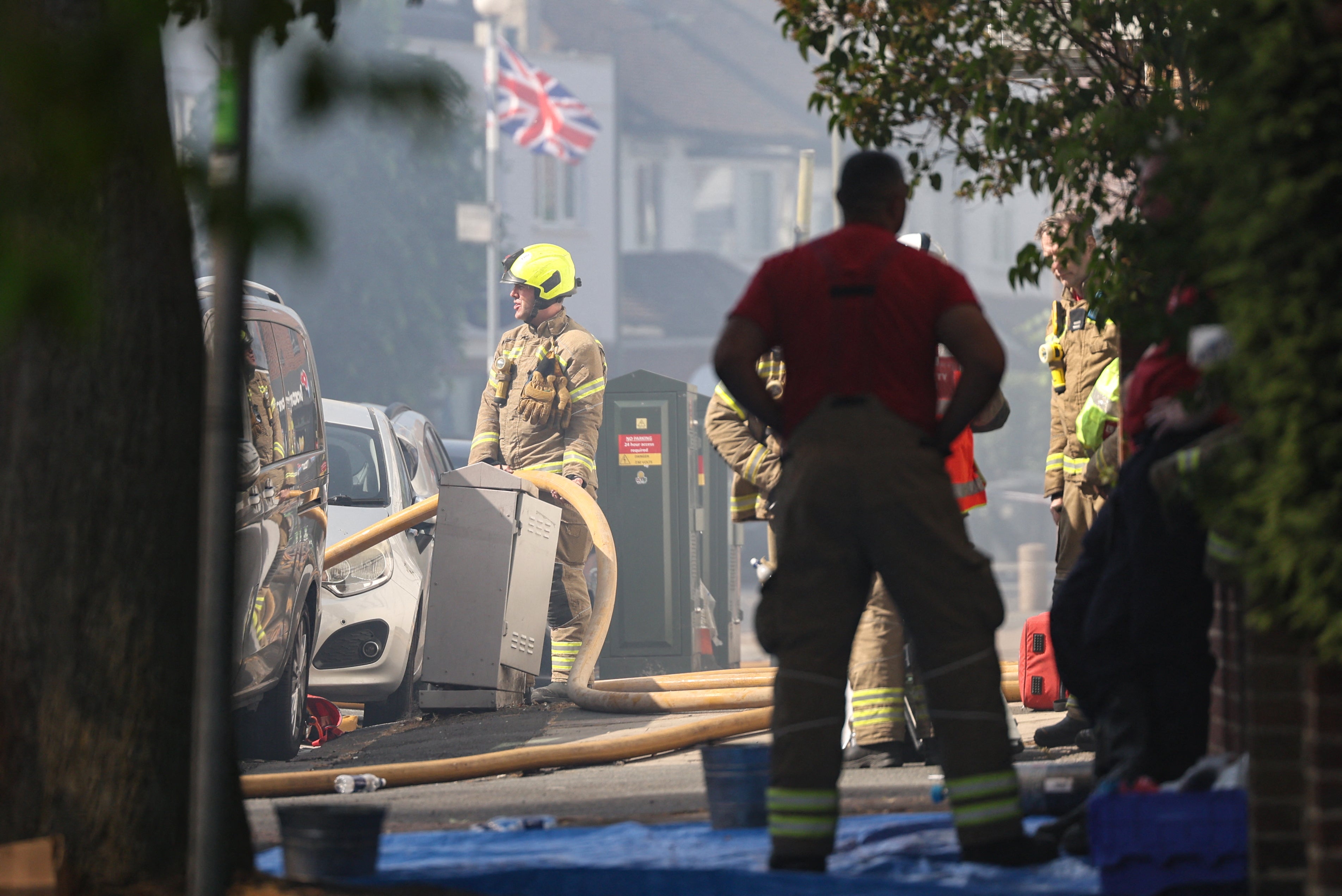 Emergency services at the scene of the fire (AFP/Getty)