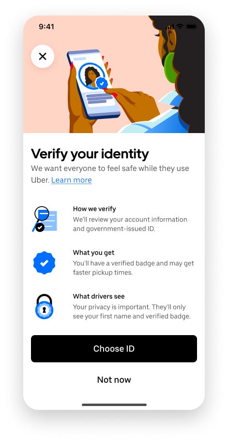 Passengers can now gain verified badges by completing identity checks or uploading a selfie
