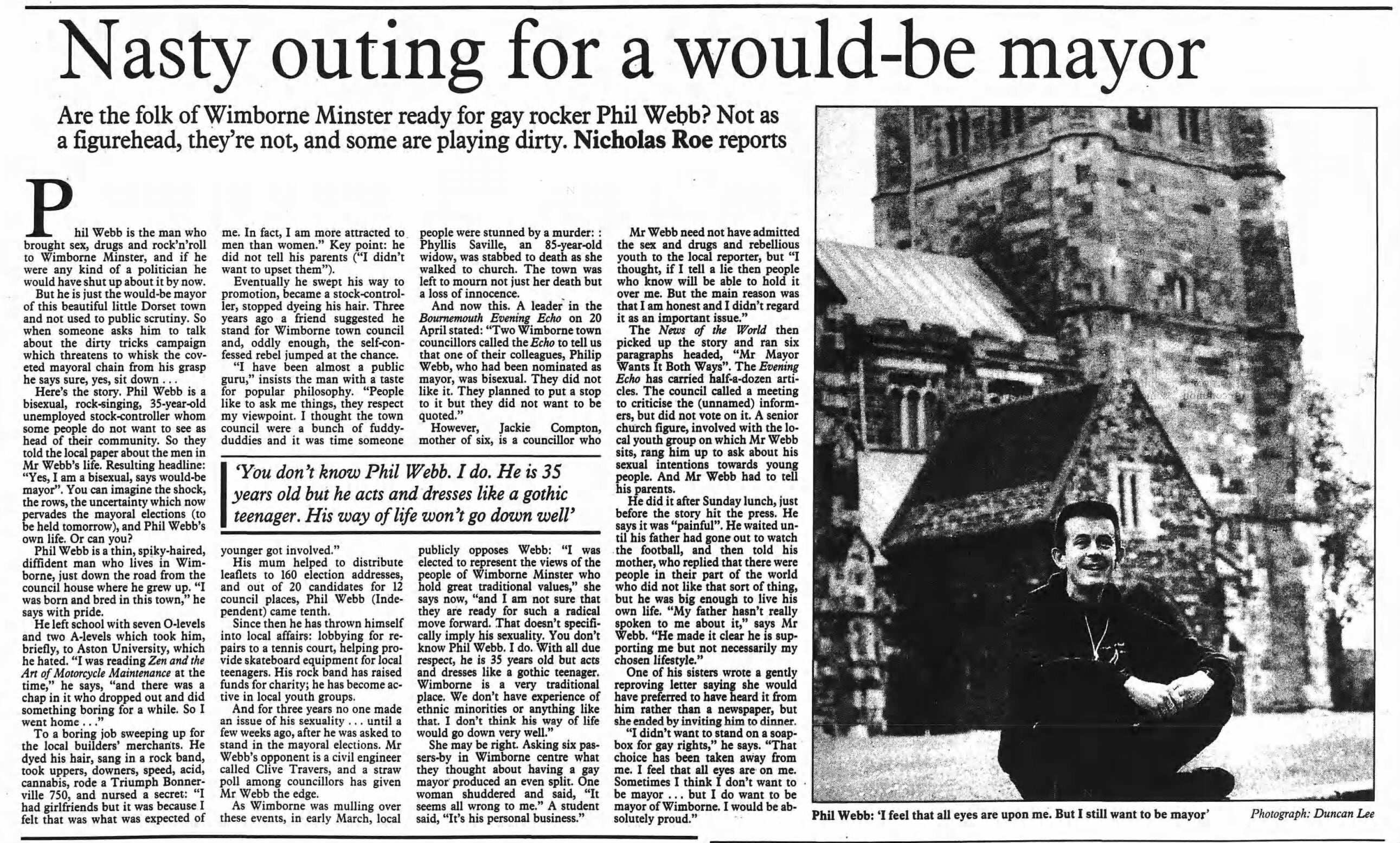 Three decades ago, Mr Webb’s sexual orientation made national news