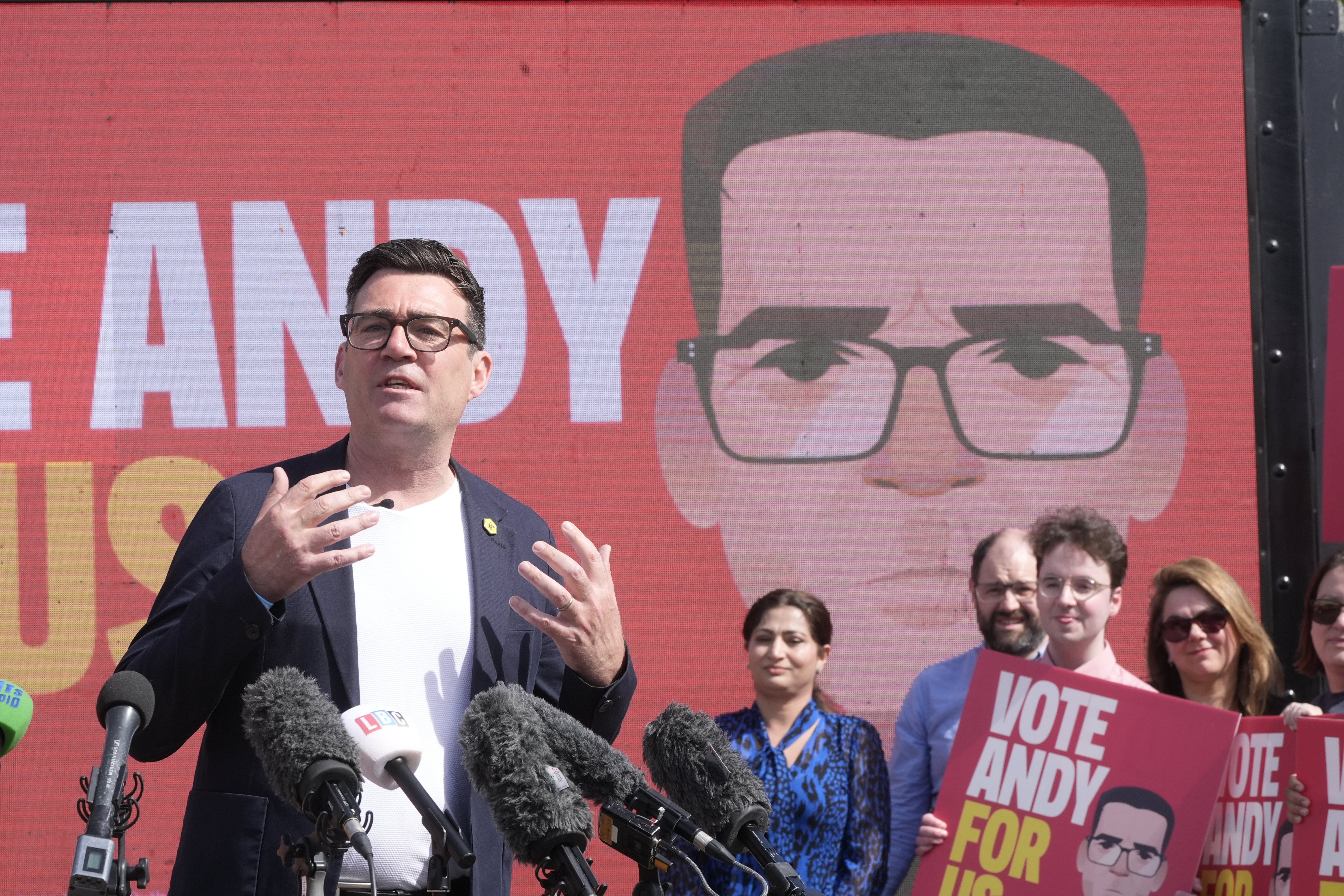 A recent Survation poll suggested Labour’s by-election candidate, Andy Burnham, had a lead of just three percentage points over Mr Kenyon (Peter Byrne/PA) (PA Wire)