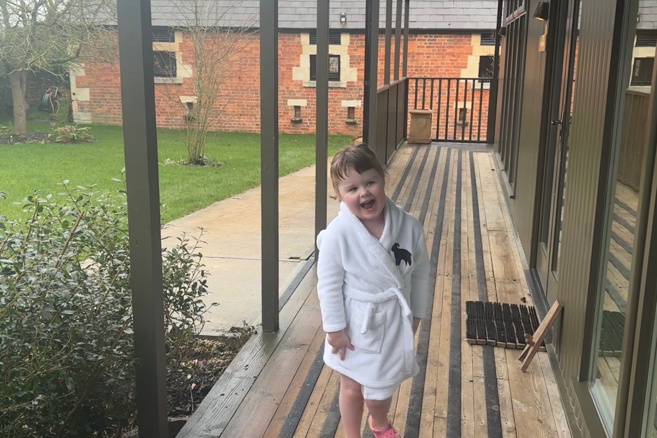 Lizzie’s daughter Cora ready to head to the Woolley Grange swimming pool (Lizzie Edmonds)