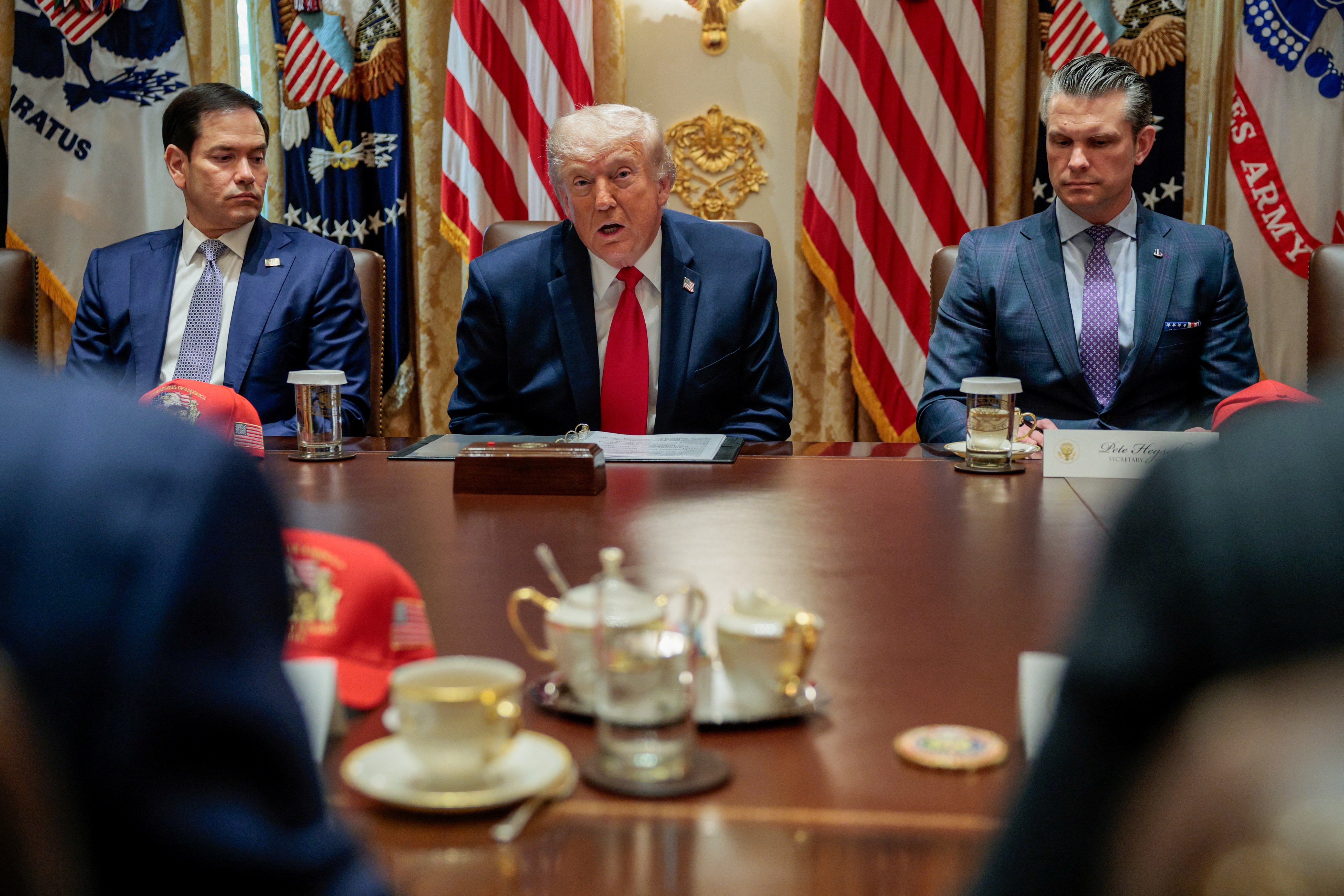 Trump relocated the cabinet meeting to the White House from a planned Camp David location