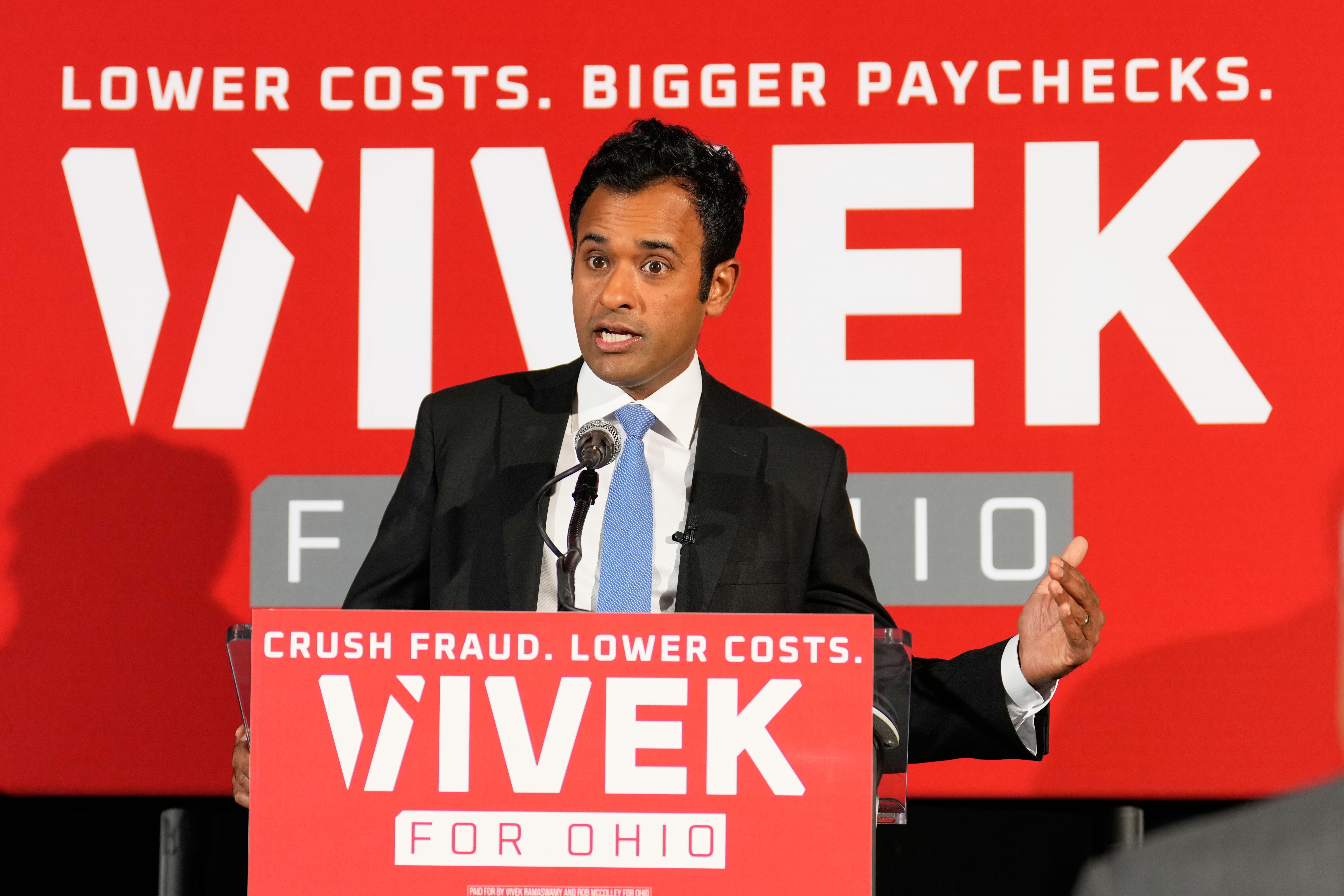 Ramaswamy, a wealthy biotech executive, is running for governor of Ohio, after a failed 2024 bid to become the Republican presidential nominee (AP)