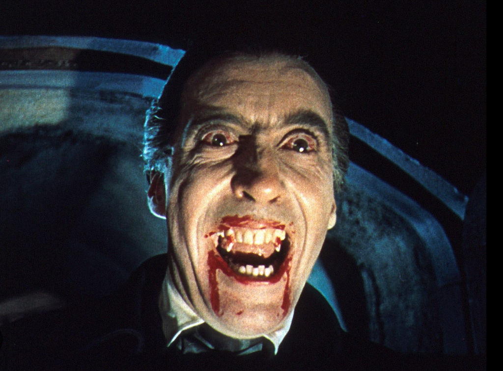 Christopher Lee's Dracula was the first to ever have fangs on screen – and was the first Dracula film released in colour (Universal Pictures)