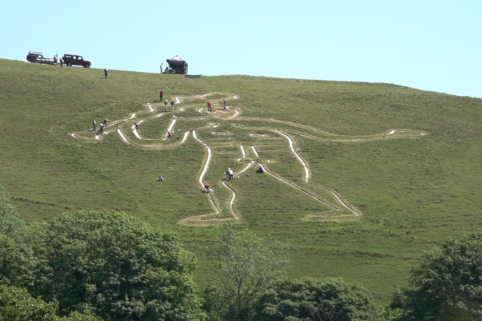 The origin of Cerne Abbas Giant chalk figure in Dorset is unknown and continues to fuel debates (Local Library)