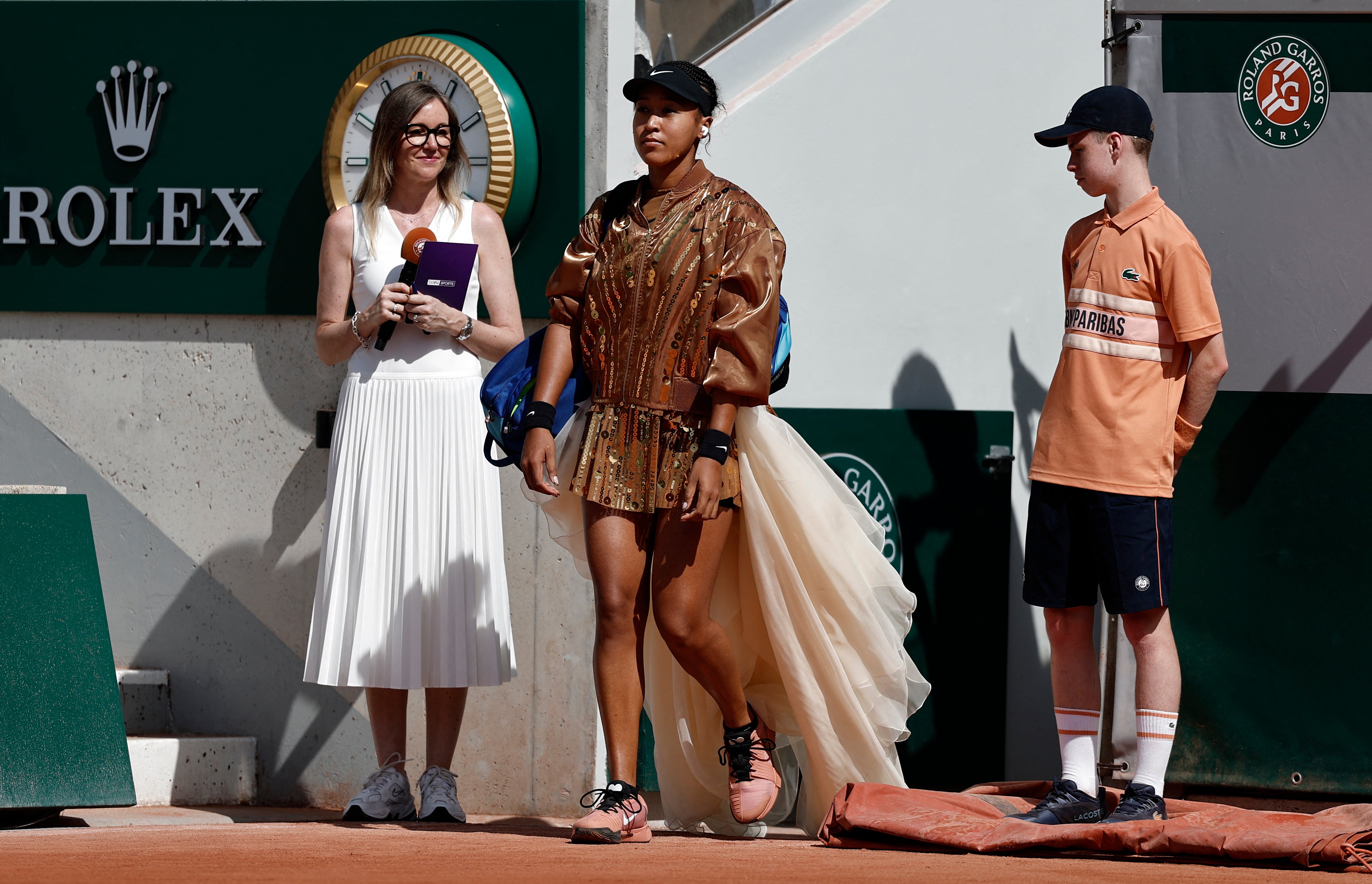 Naomi Osaka adapted her clothing for the second-round contest with Donna Vekic