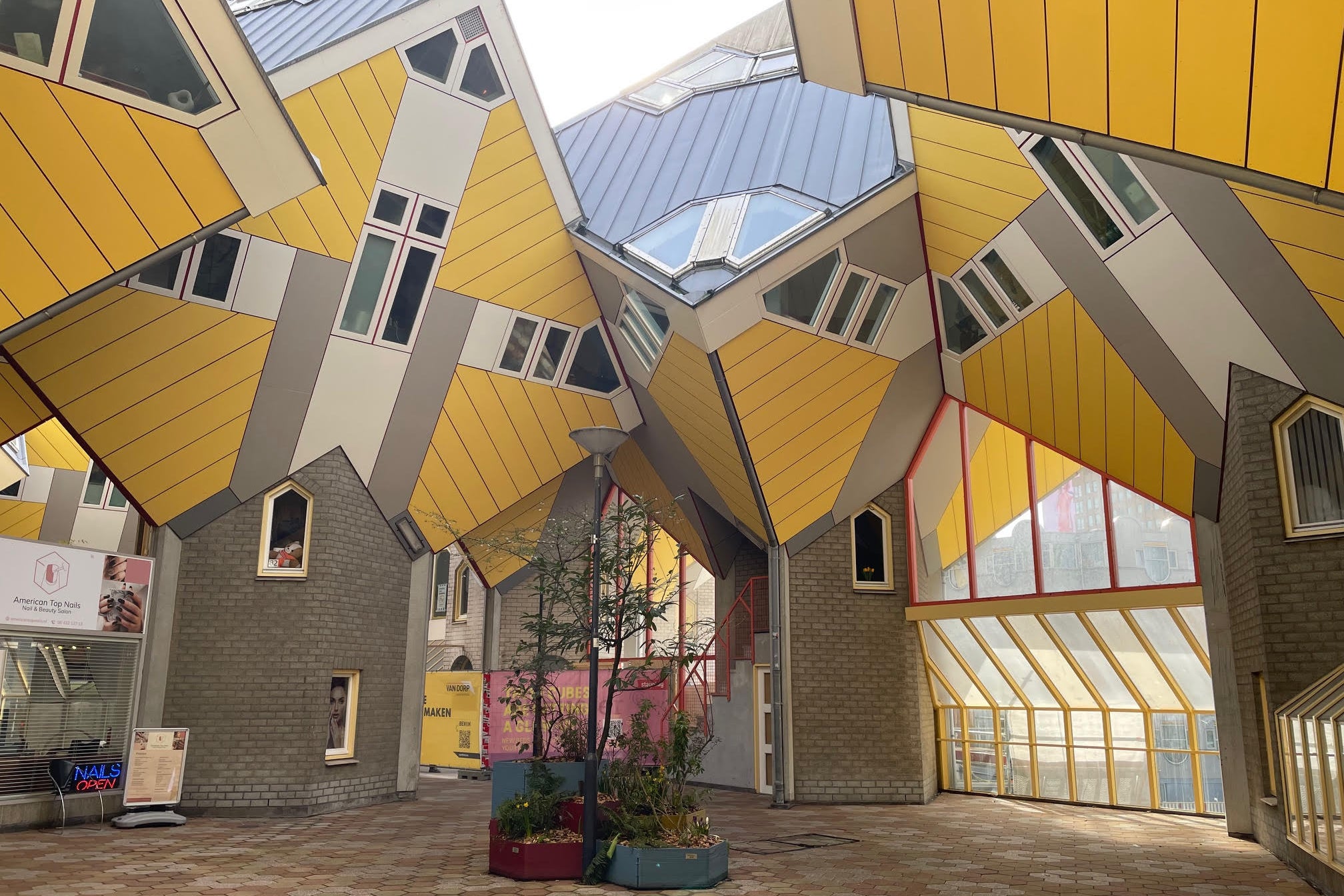 The cube houses were built to offer residents a tree-like home in the city 40 years ago (Natalie Crockett/The Independent)