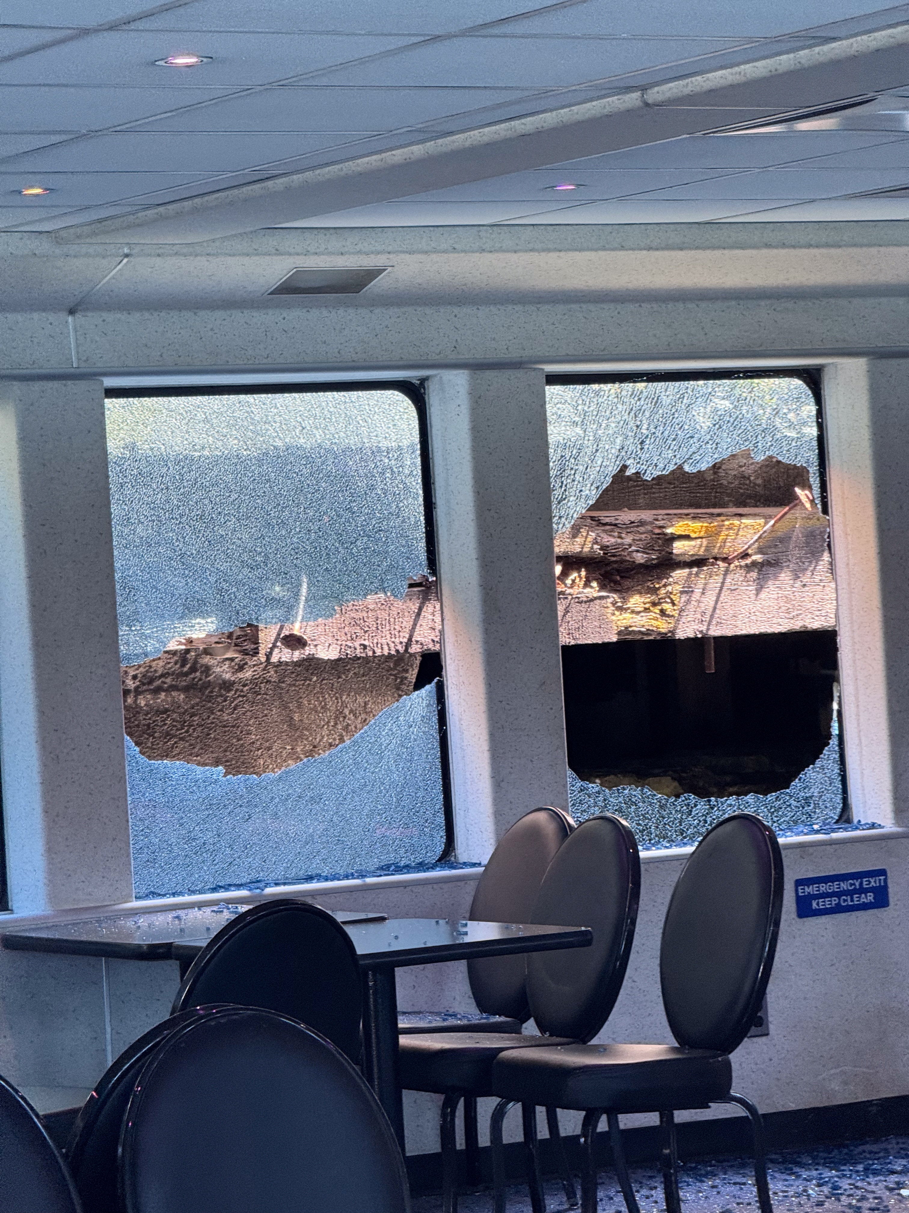 Pictures showed broken windows (Reuters)