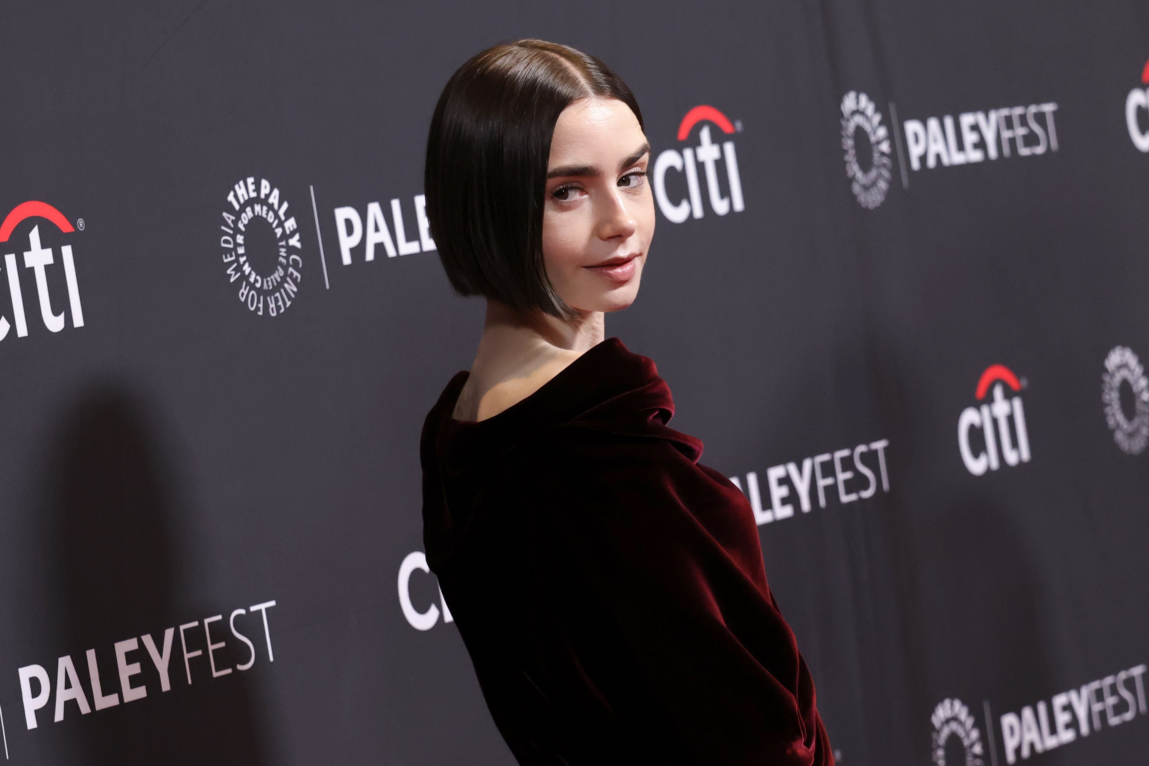 Chic: Lily Collins opted for a micro bob in 2025