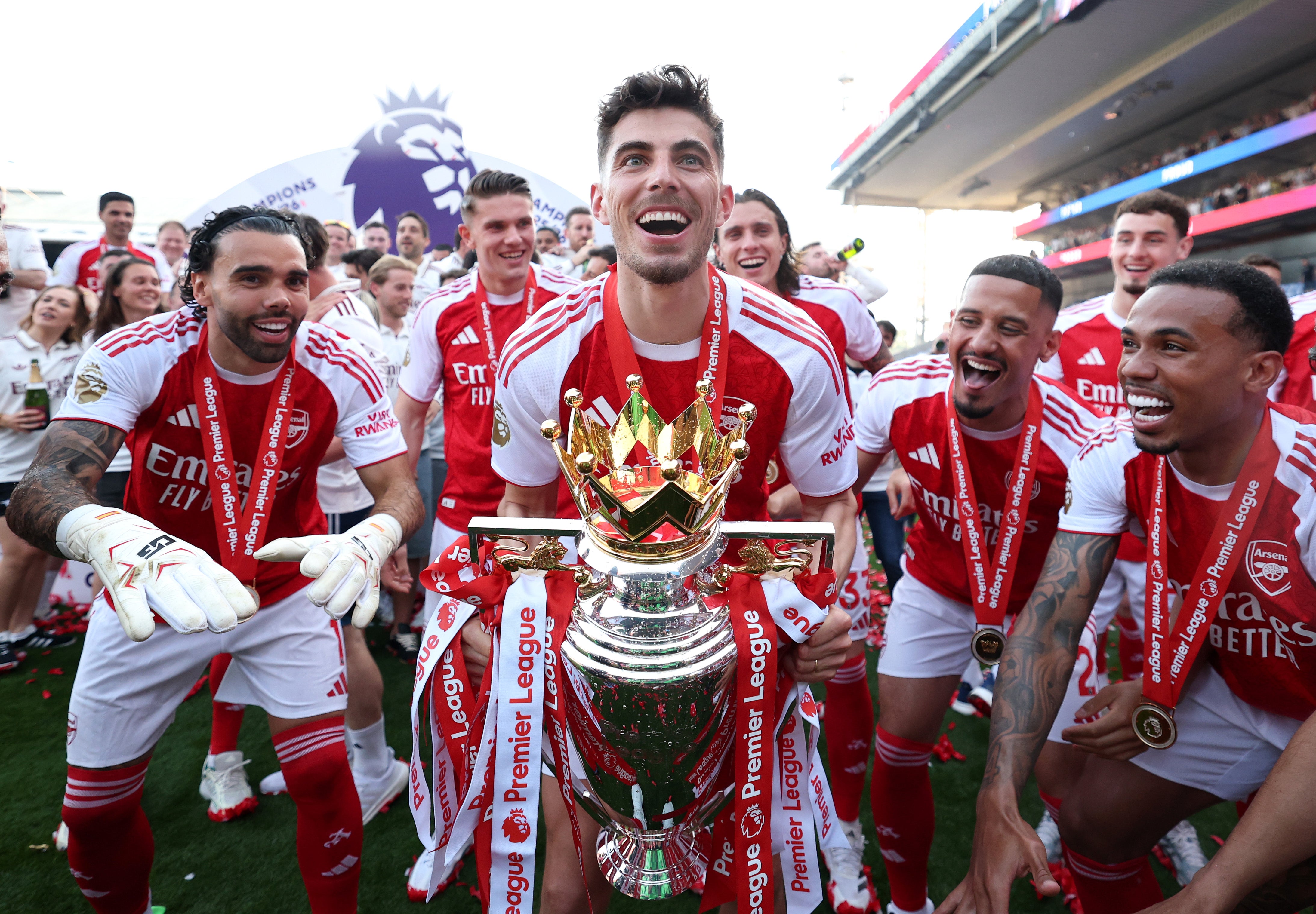Arsenal will celebrate lifting the Premier League trophy