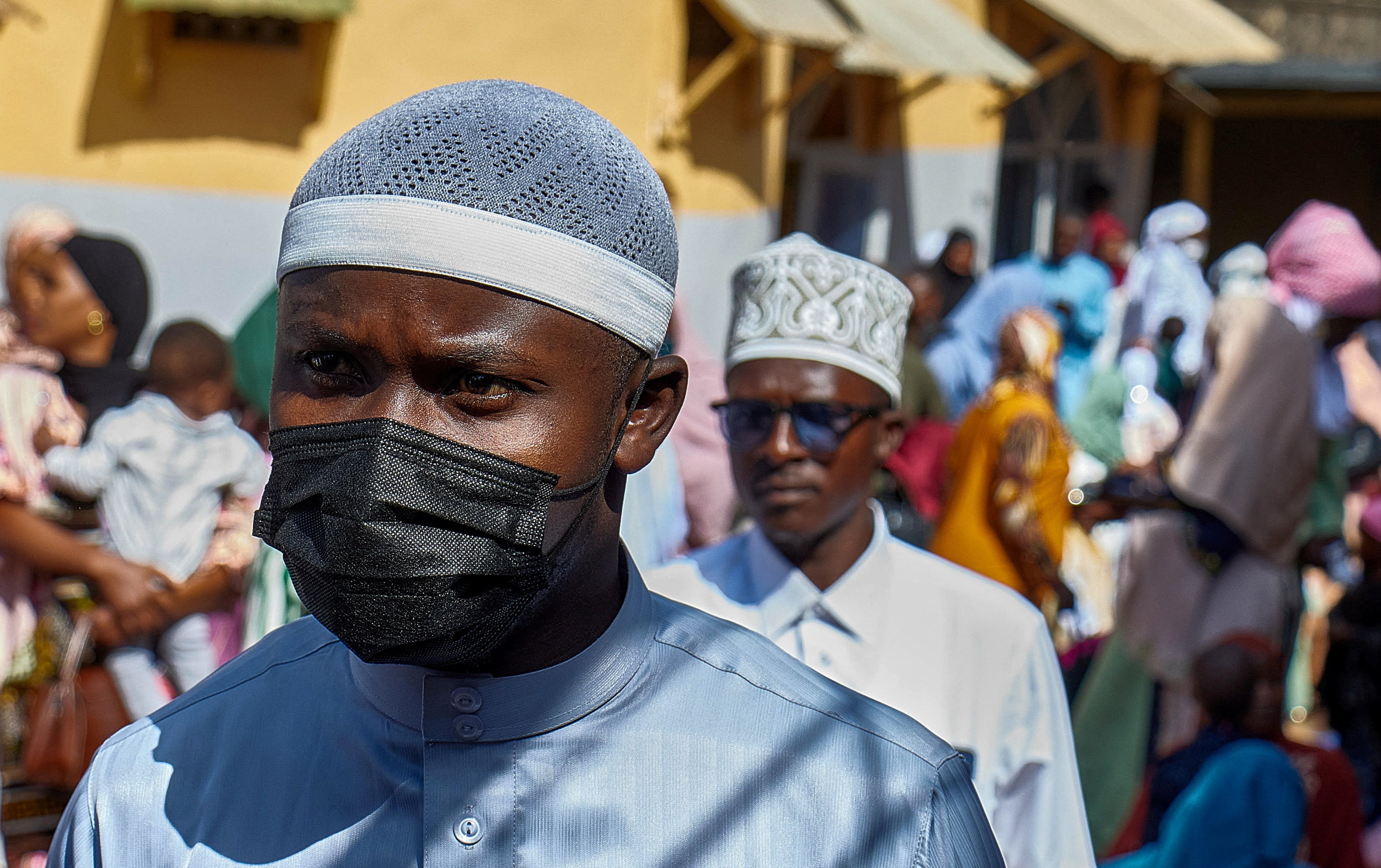 Muslim faithful leave after attending prayers marking the Muslim holiday of Eid al-Adha, as authorities intensify efforts to contain a new Ebola outbreak caused by the Bundibugyo virus strain, at the Central Mosque in Bunia town, Ituri province, Democratic Republic of Congo (Reuters)