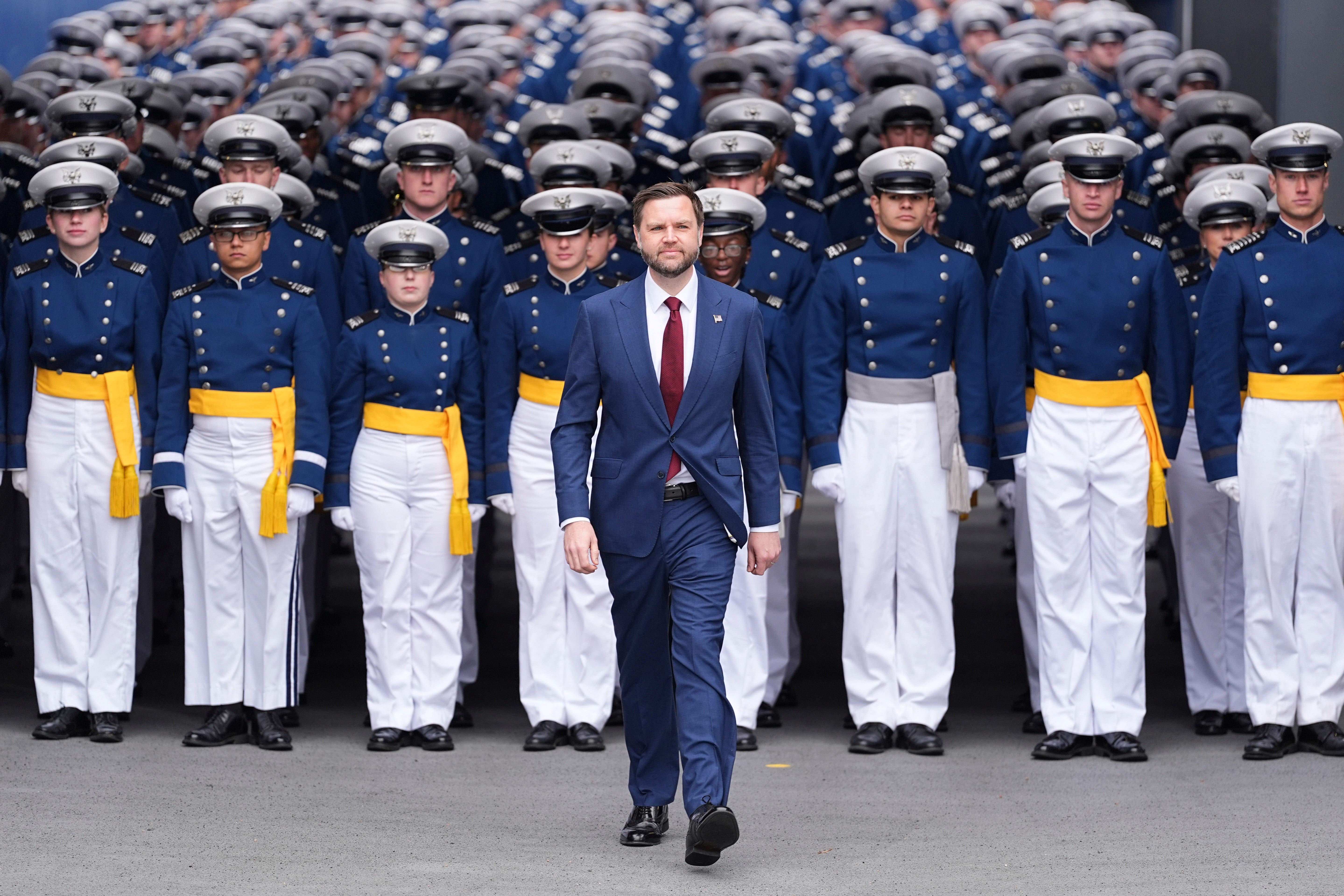 Mr Vance told the air force cadets they must ‘wage war justly’ (Matt Rourke/ AP)