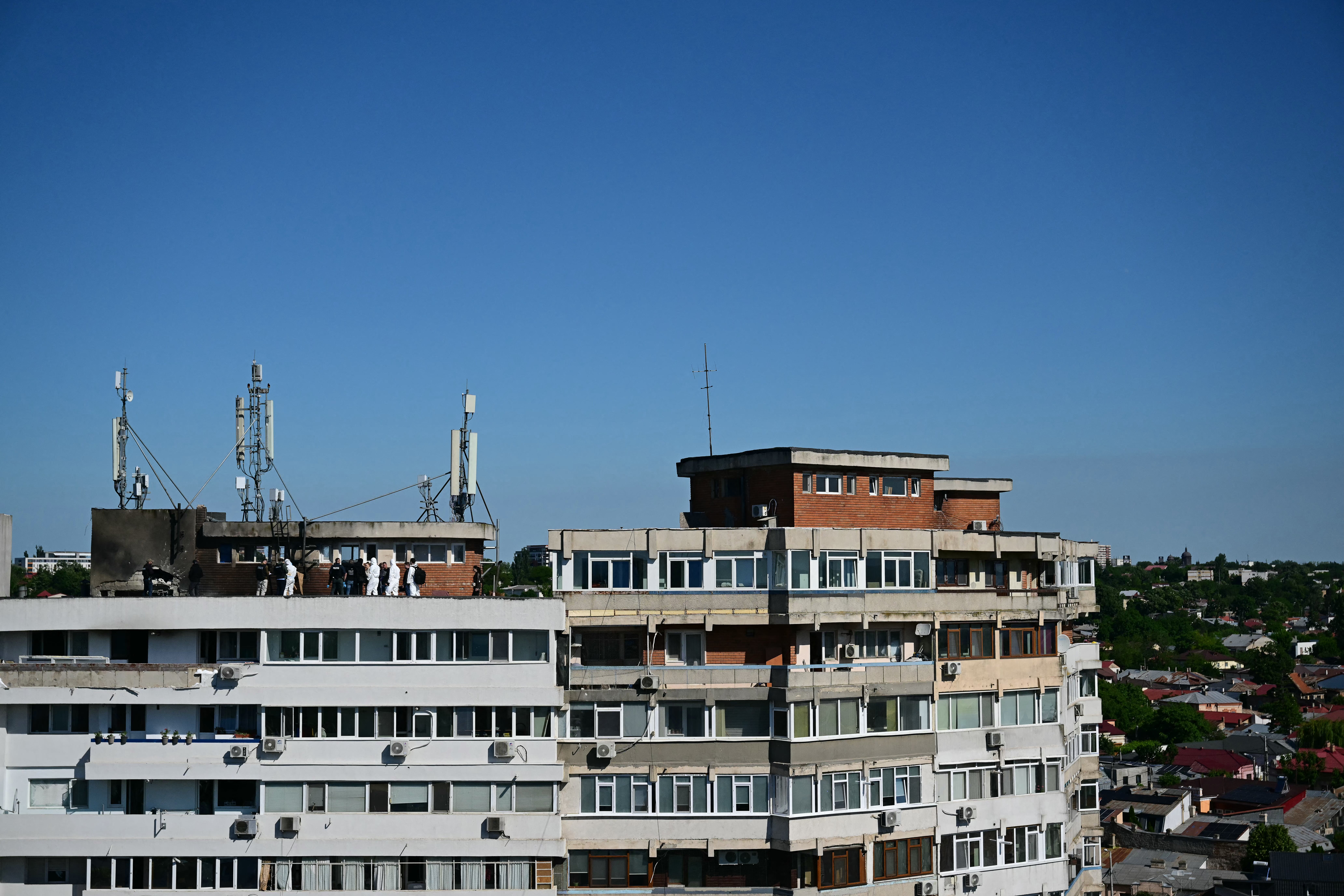 A Russian drone wounded two people as it struck an apartment building in NATO-member Romania, its defence ministry said (AFP/Getty)