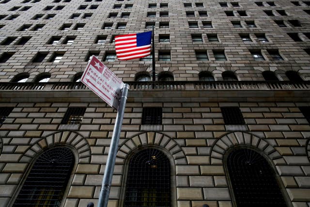 The Federal Reserve Bank of New York building is seen in Manhattan