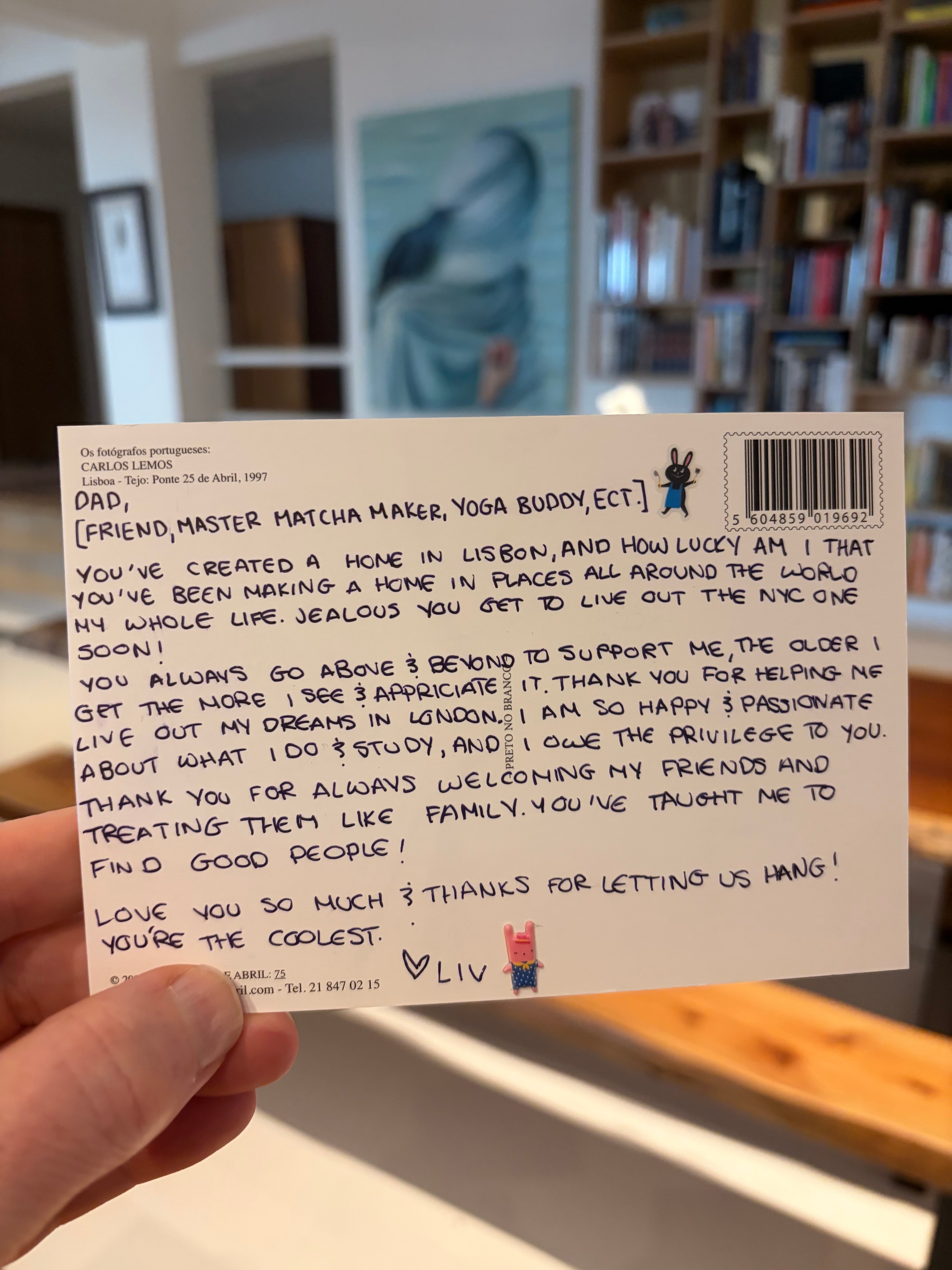 Webb shares a postcard from his daughter who thanked him for his parenting style
