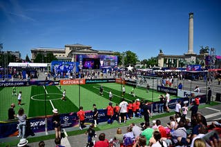 Football matches take place in Heroes Square, Budapest