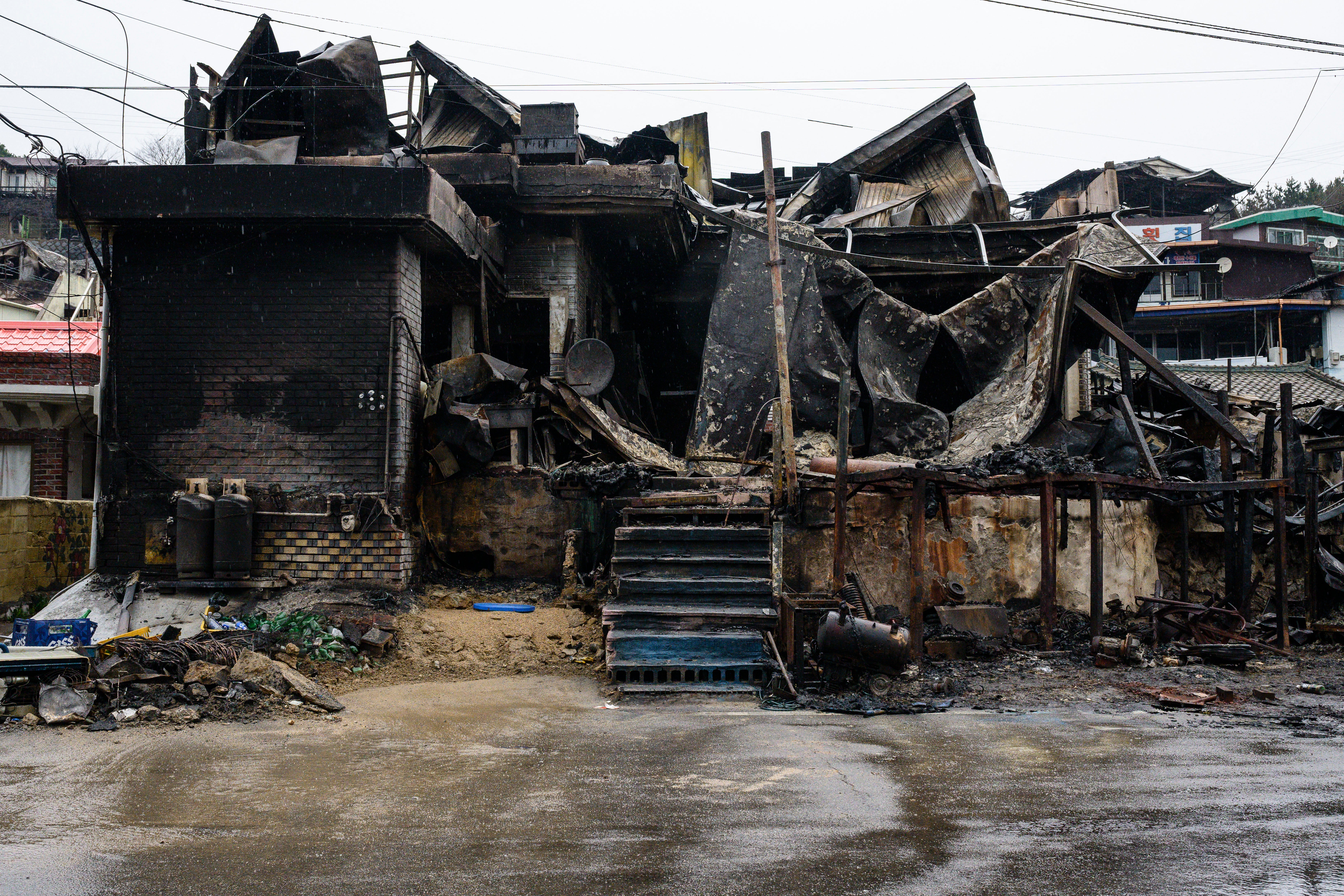 A property ravaged by wildfires in the coastal village of Nomul-ri in Yeongdeok
