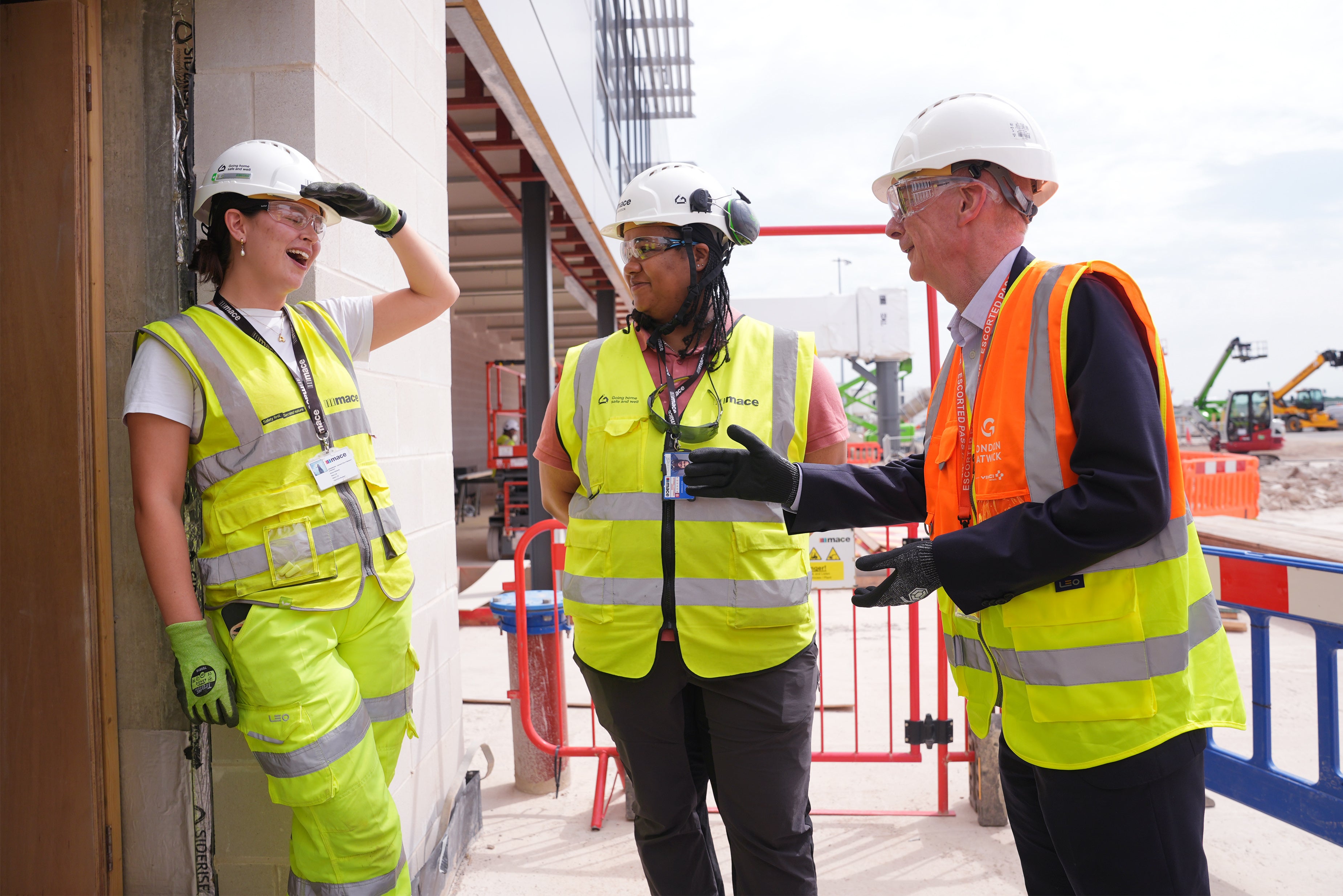 Pat McFadden, right, visited Gatwick Airport to announce expanded support for youth employment schemes
