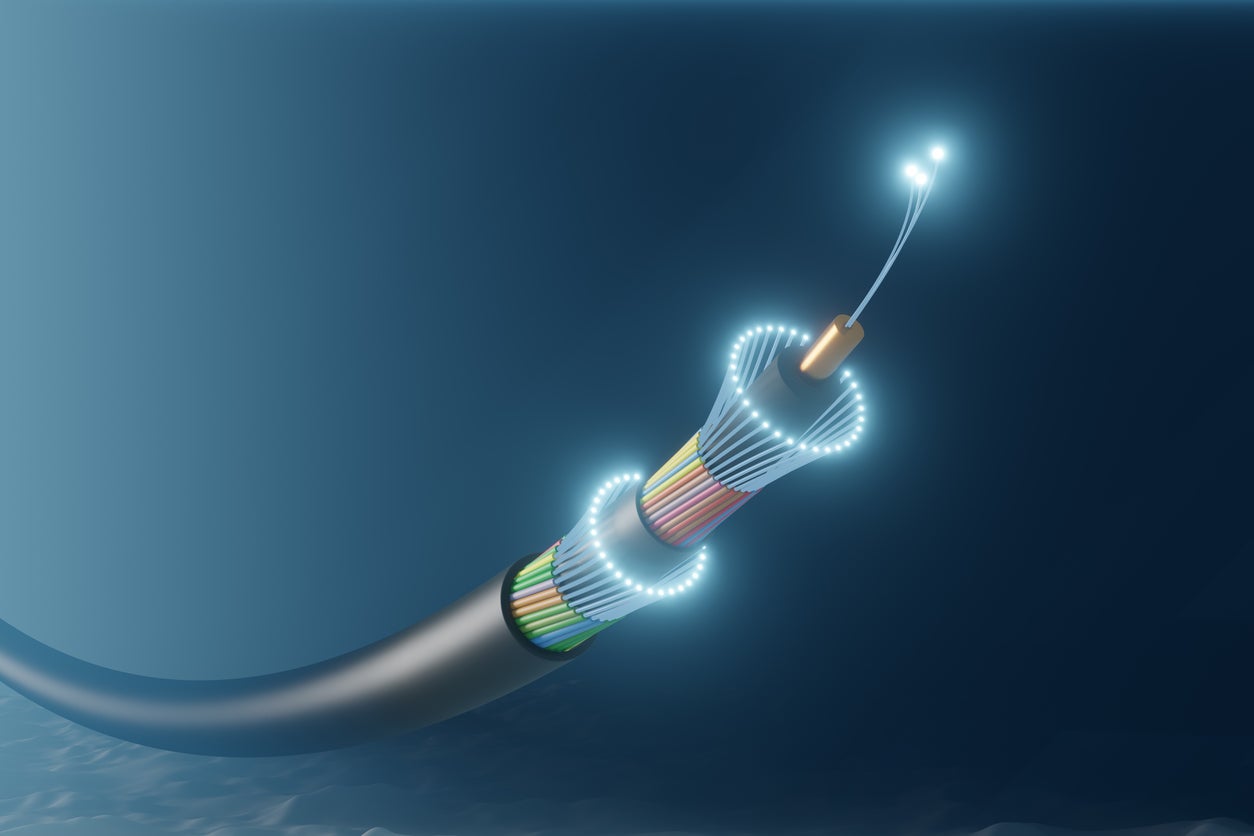 The internal makeup of fibre-optic undersea internet cables