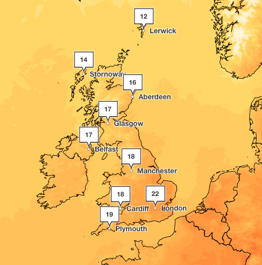 Temperatures are set to be cooler on Sunday
