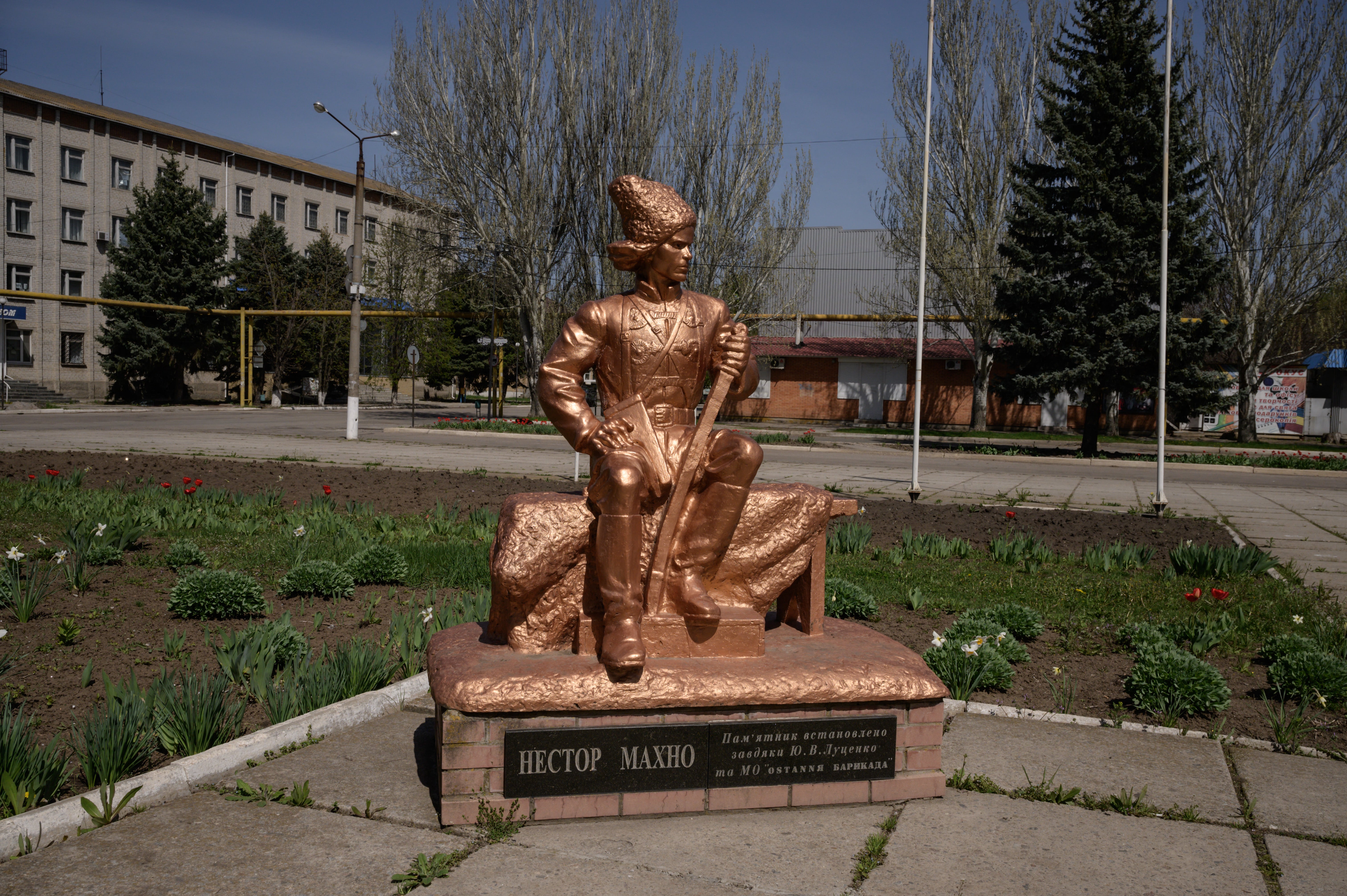 A statue of Ukrainian commander of the Revolutionary Insurgent Army of Ukraine from 1917 to 1921 Nestor Ivanovych Makhno (AFP/Getty)