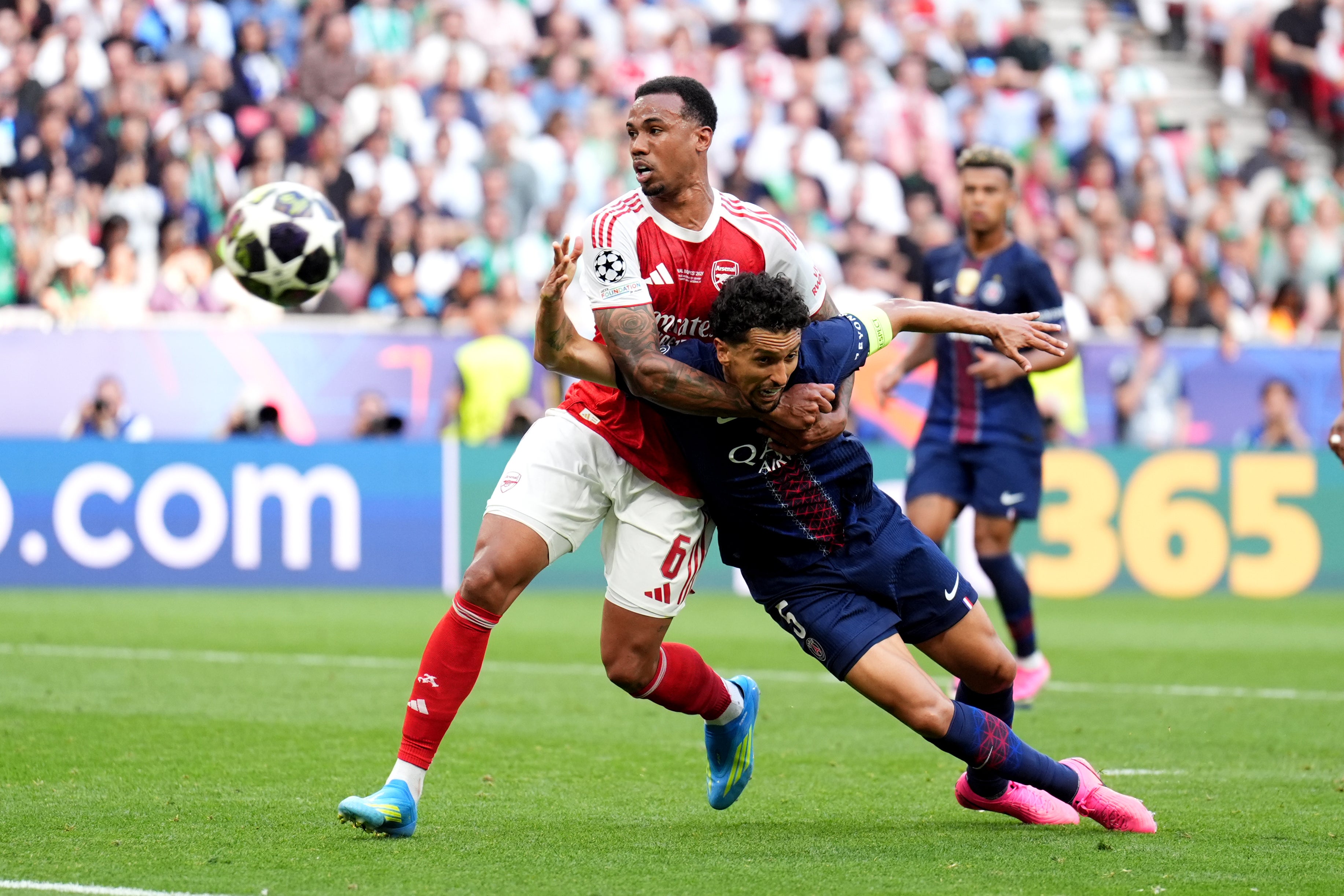 Gabriel was outstanding in defence for Arsenal and denied PSG three times in the first half alone