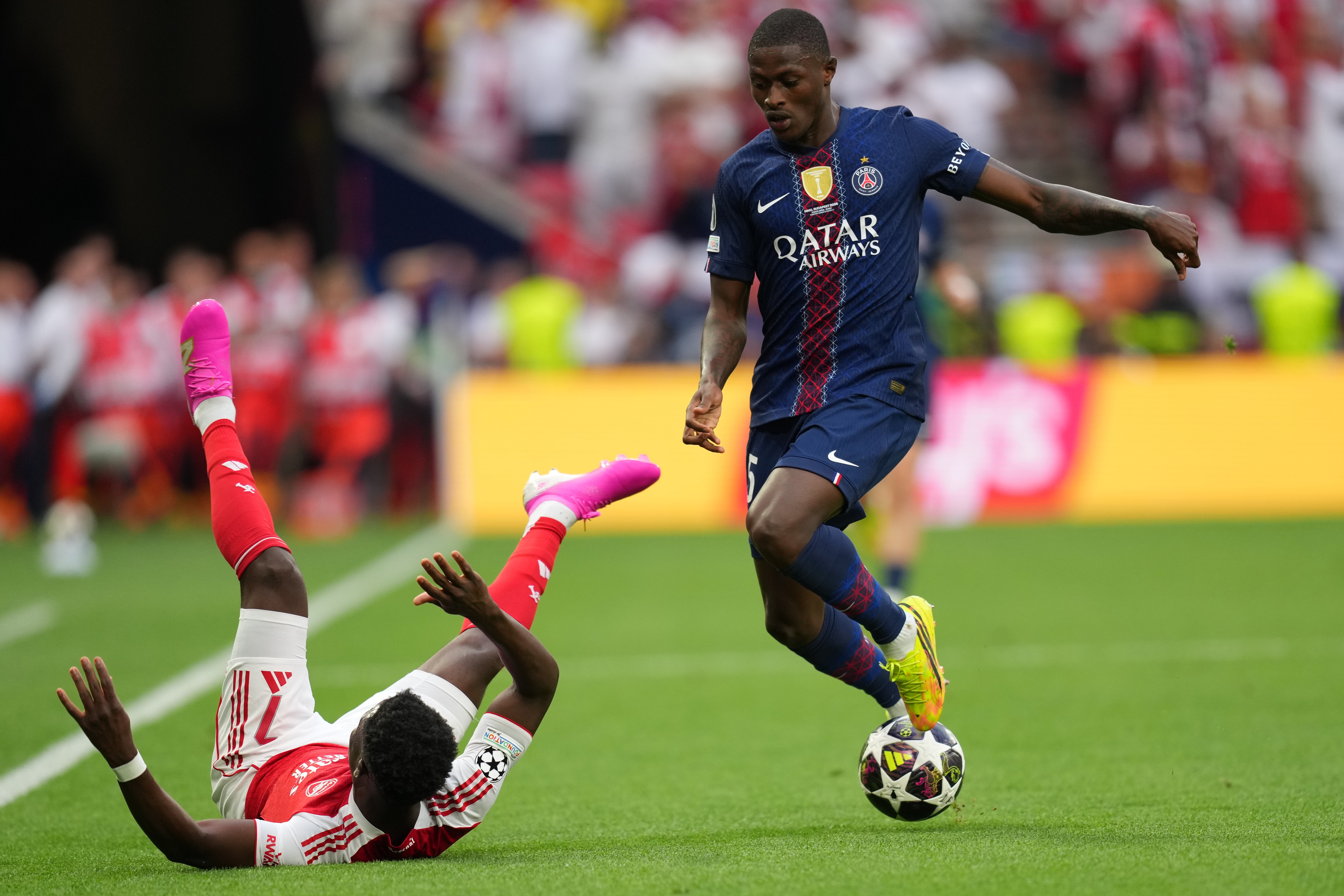 Nuno Mendes ran all over the pitch trying to impact the game in PSG's favour